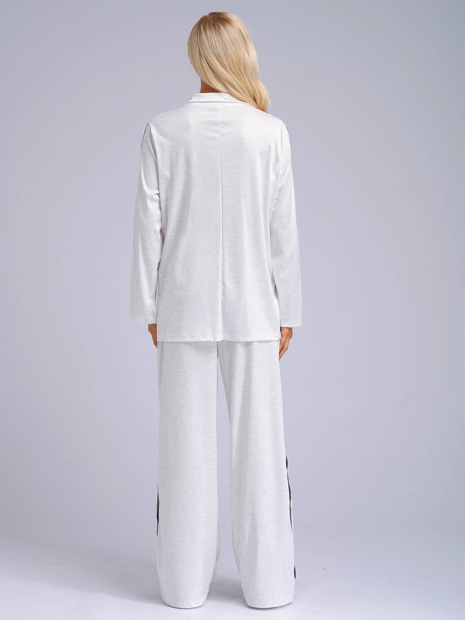 Women 2pcs Lapel Buttoned Blazer and Pants Formal Suit for Party Work