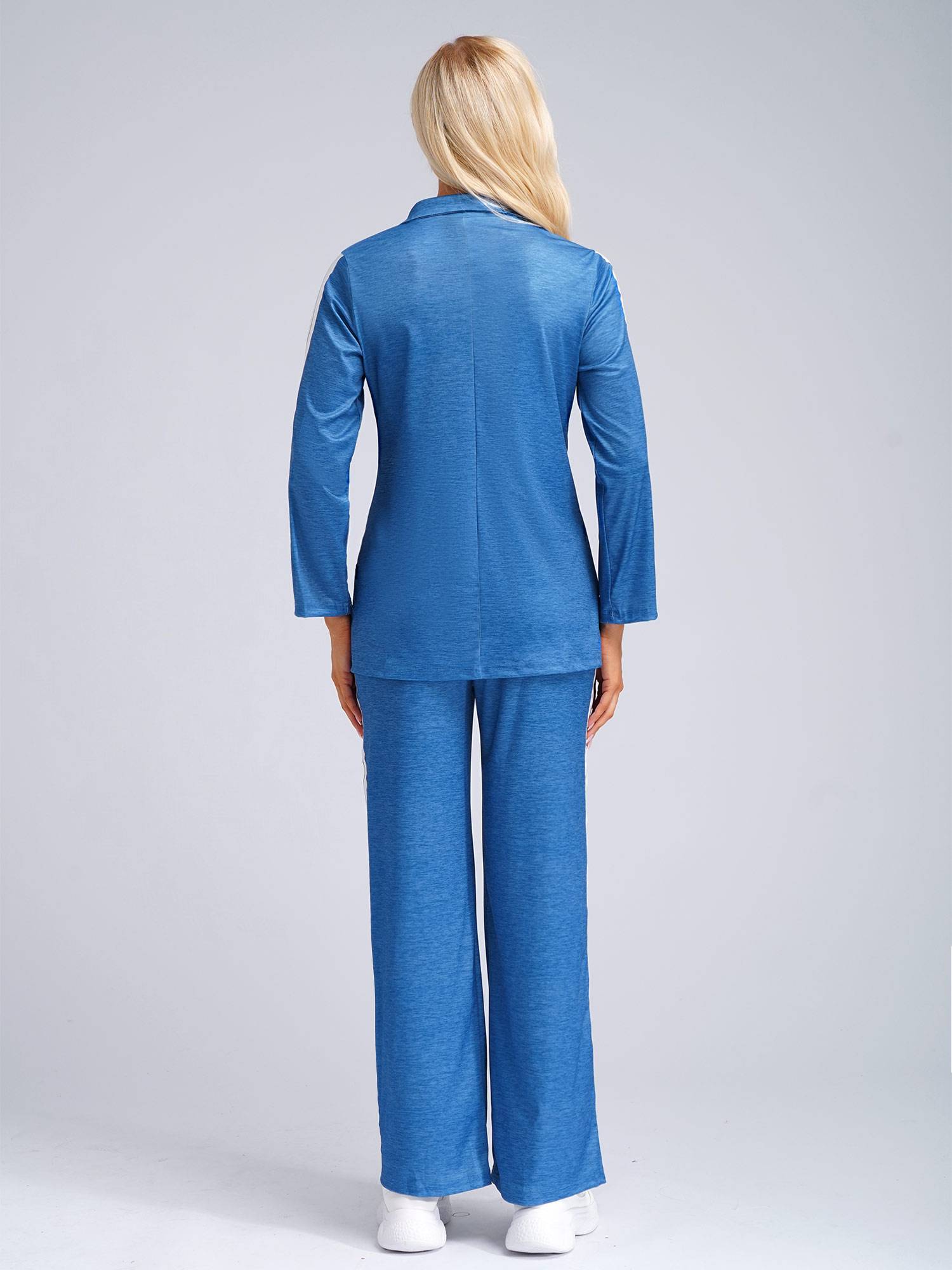 Women 2pcs Lapel Buttoned Blazer and Pants Formal Suit for Party Work