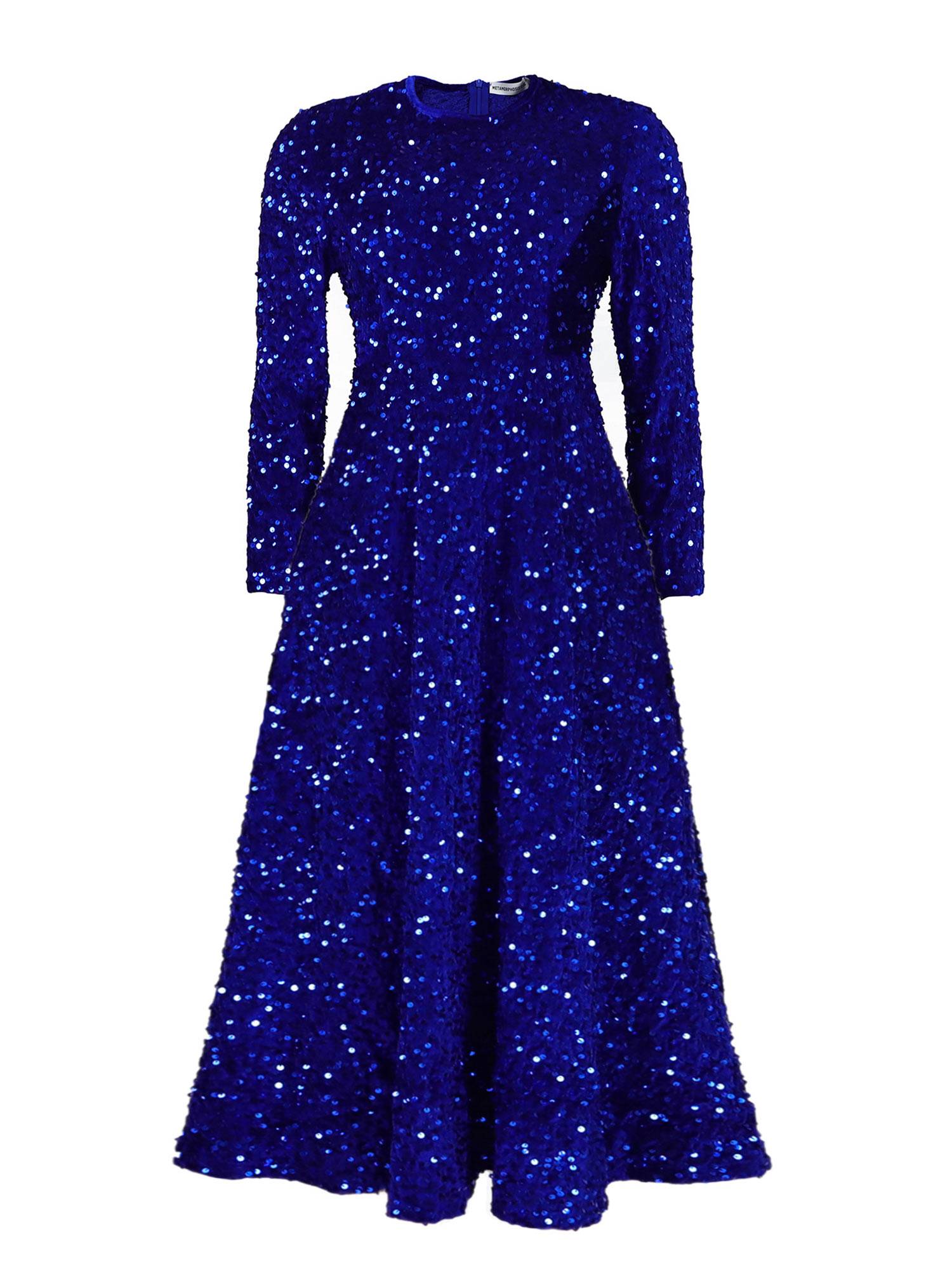 Women Long Sleeve Round Neck Sequin A-line Dress for Cocktail