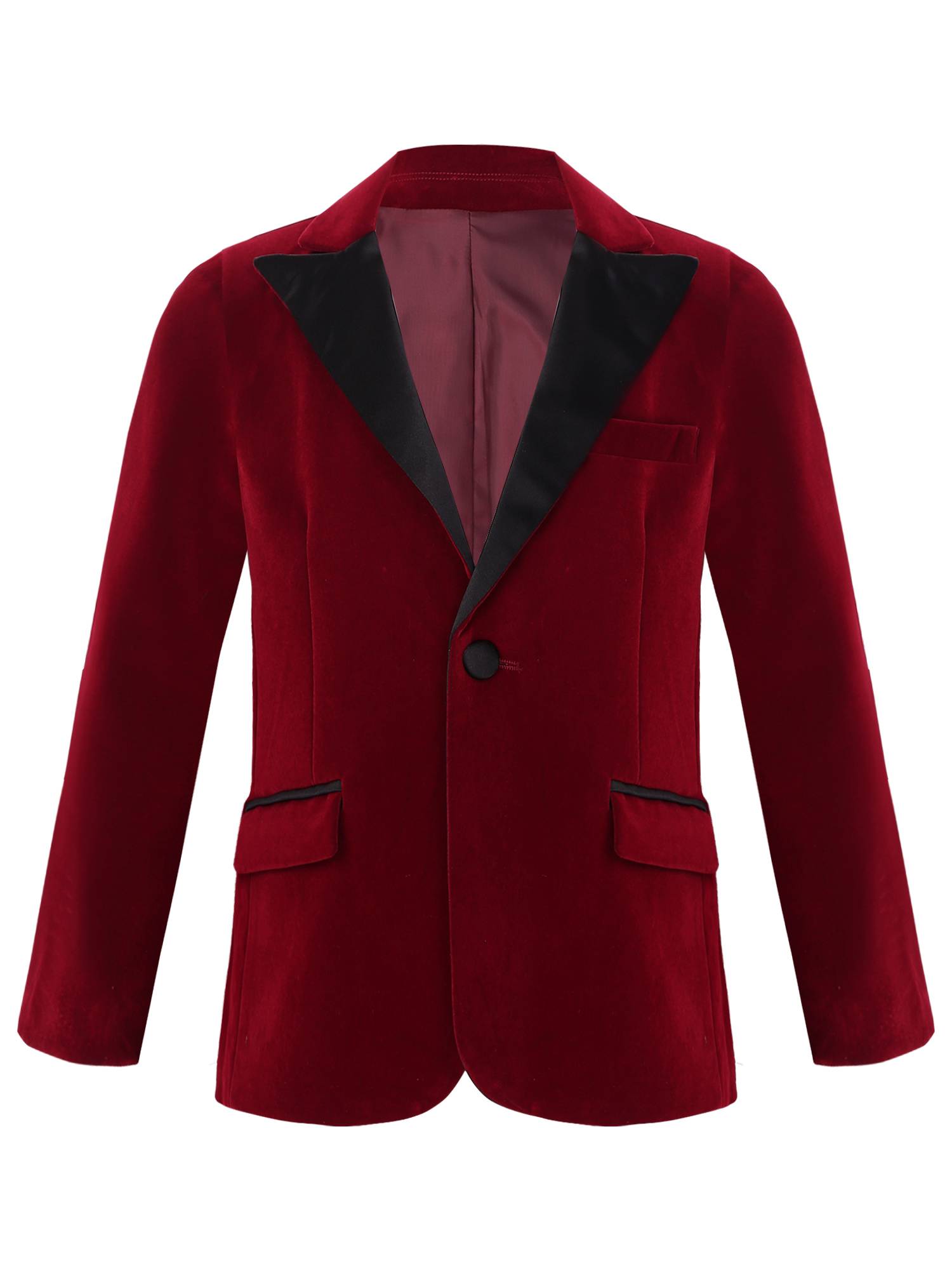 Kids Boys Long Sleeve Lapel Velvet Gentleman Formal Blazer