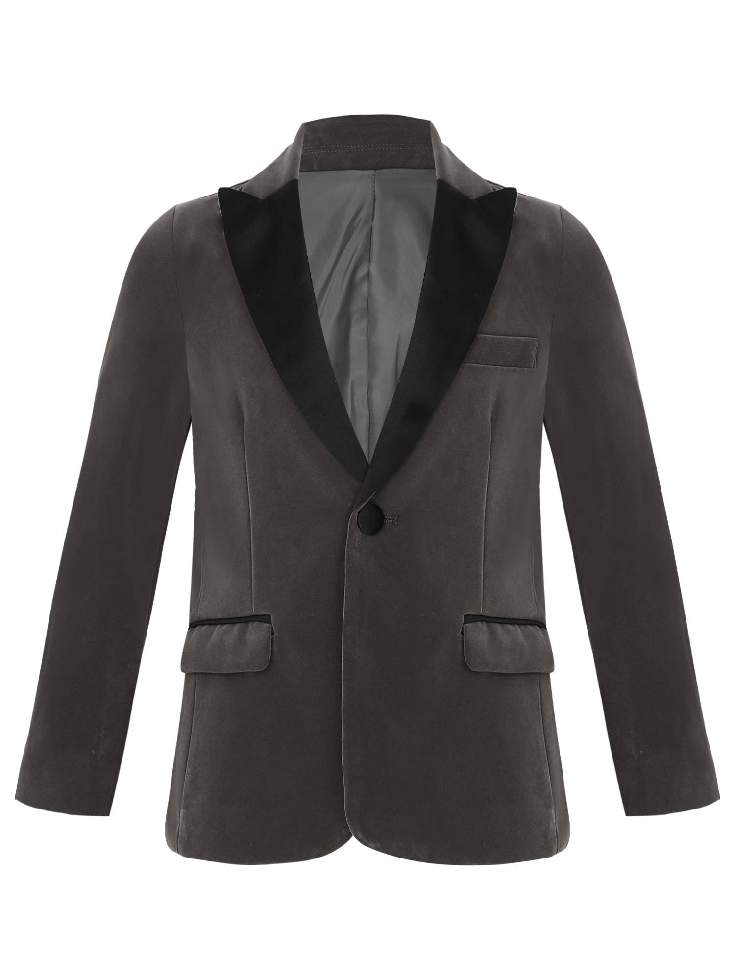Kids Boys Long Sleeve Lapel Velvet Gentleman Formal Blazer