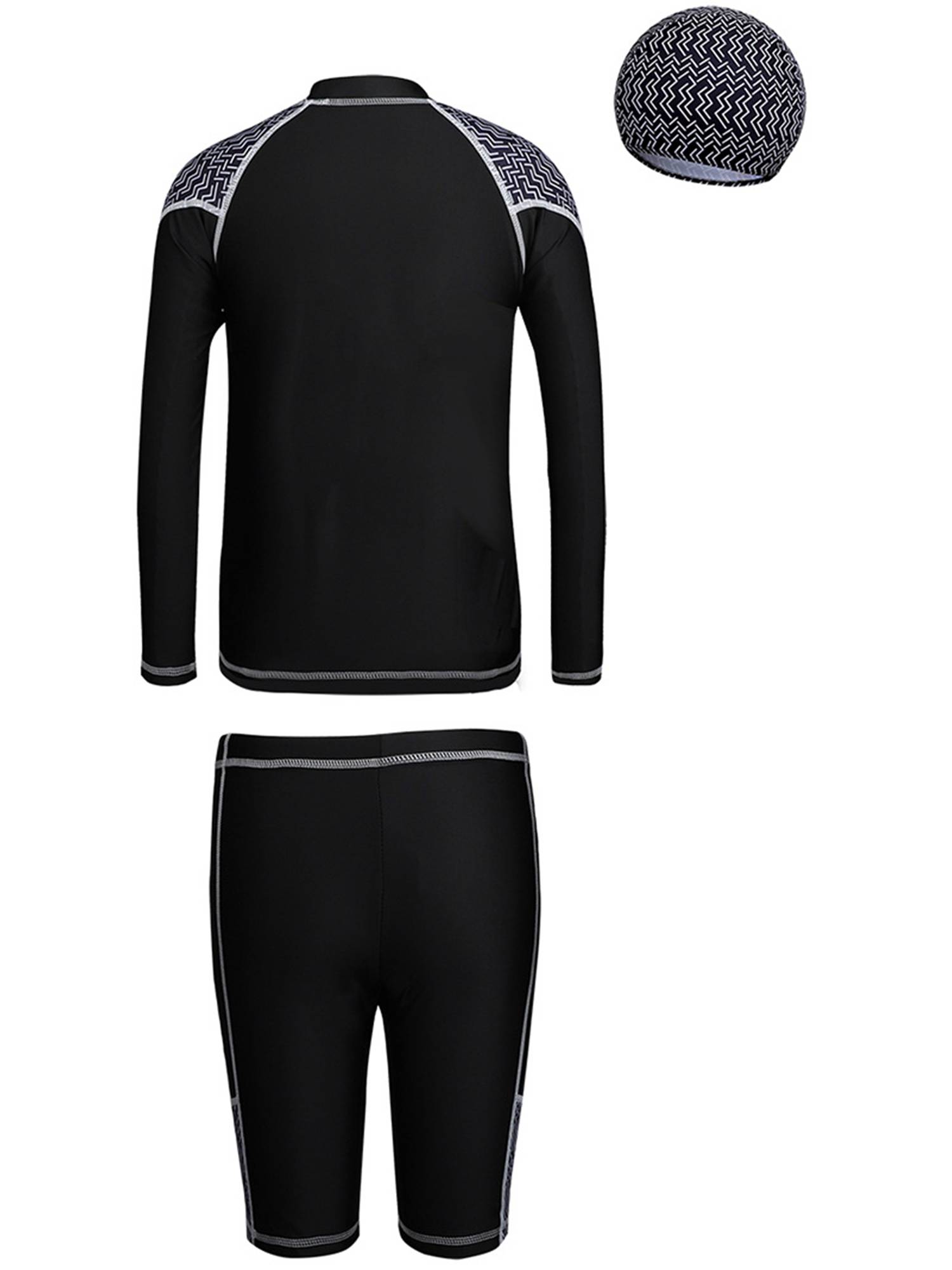 Boys 3pcs Long Sleeve Top and Shorts with Hat Swimming Set