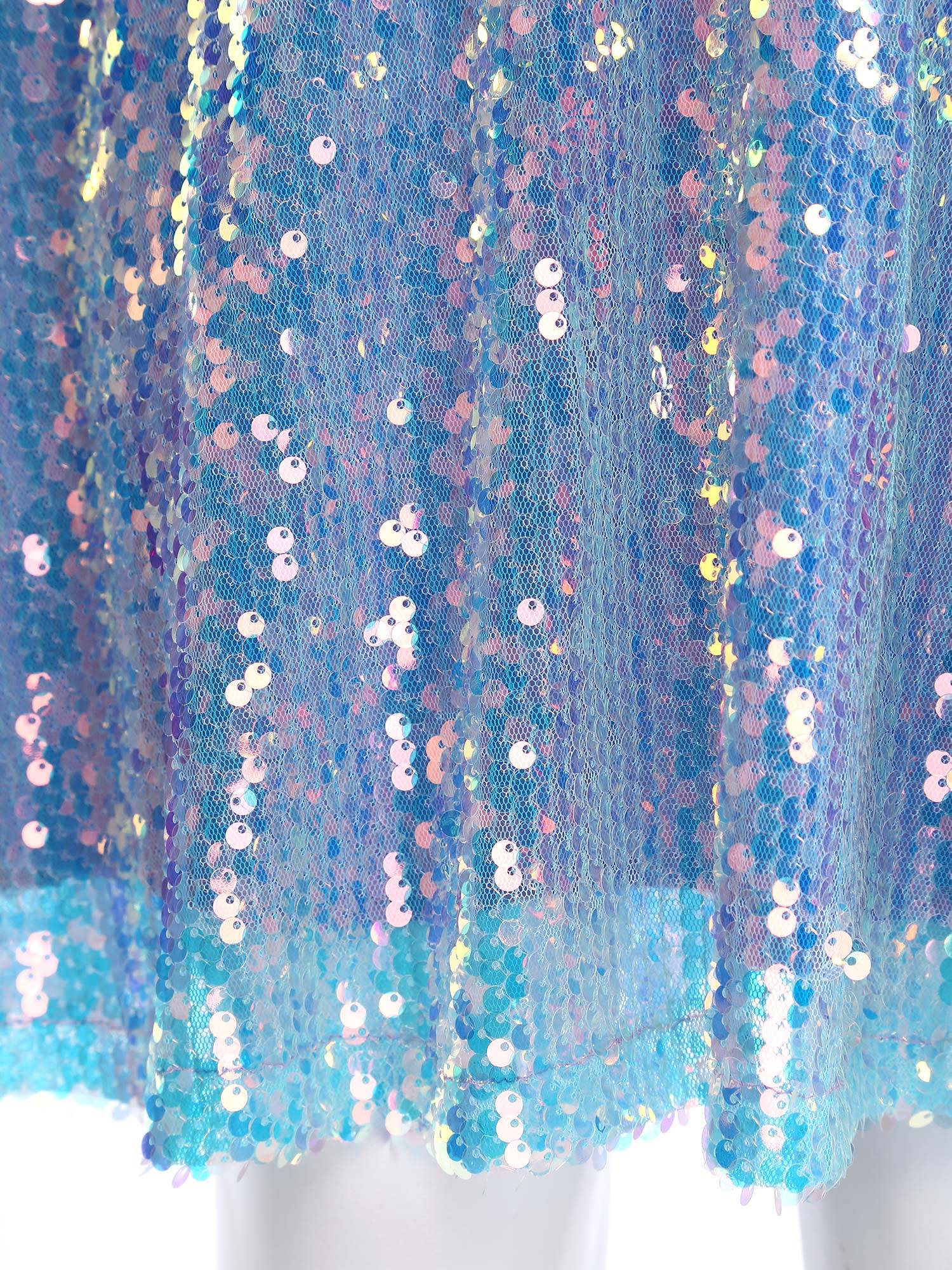 Kids Girls Sleeveless Glittery Sequins Dress for Birthday Party