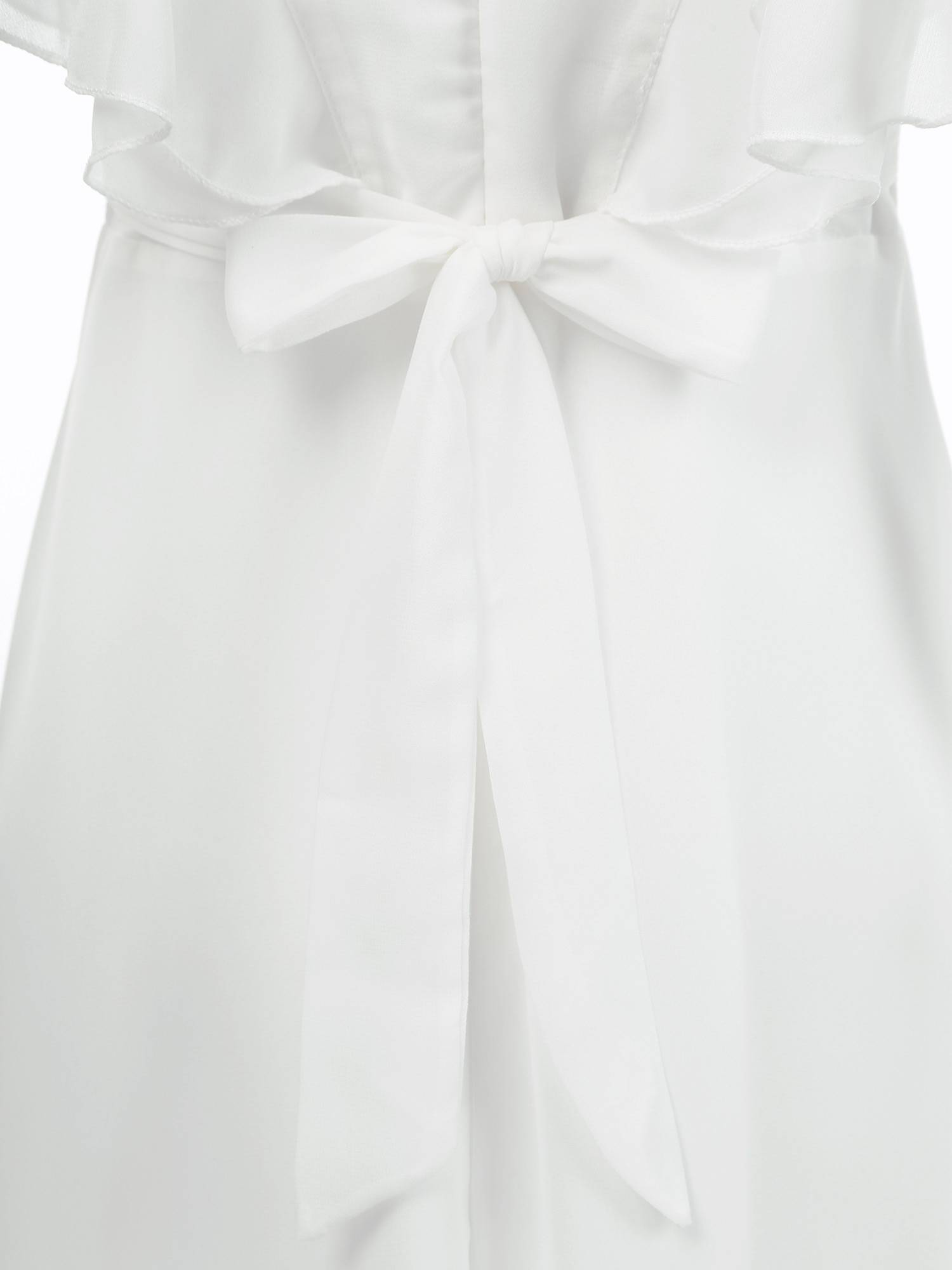 Kids Girls Short Sleeve V Neck Ruffle Chiffon A-line Dress