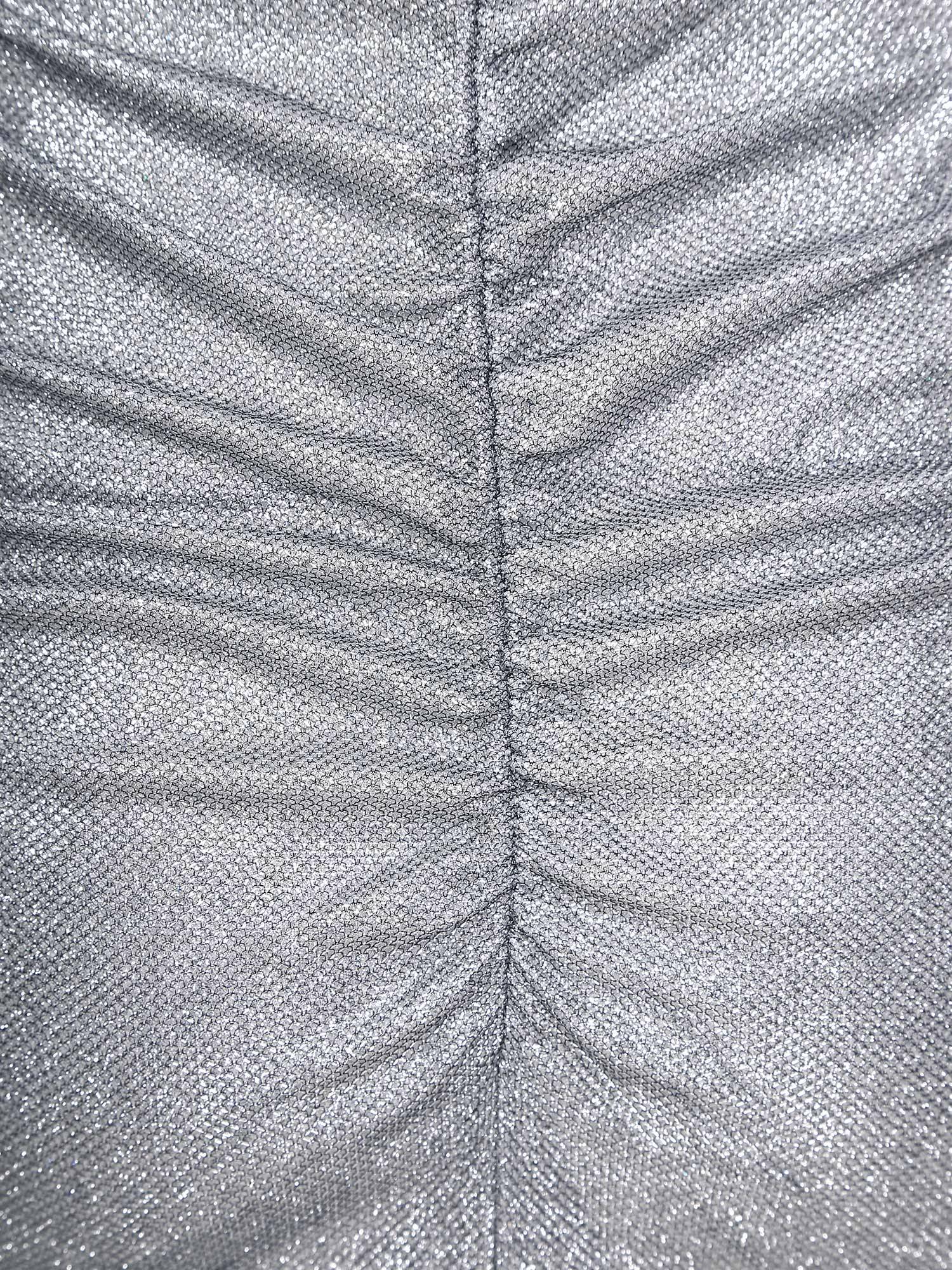 Women Sleeveless V Neck Glittery Ruffled Cocktail Dress