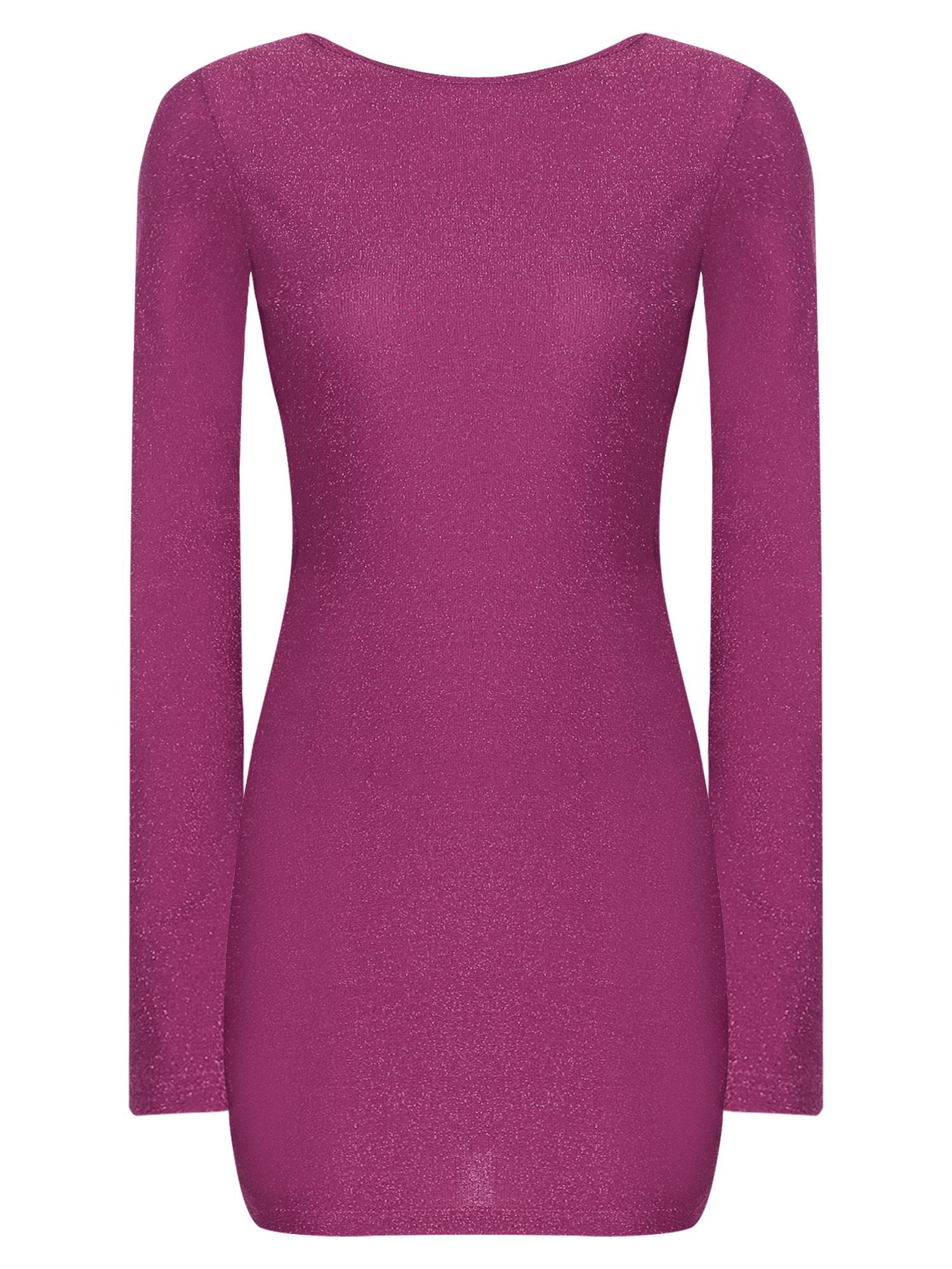 Women Long Sleeve Glittery Backless Self-tied Bodycon Mini Dress for Cocktail