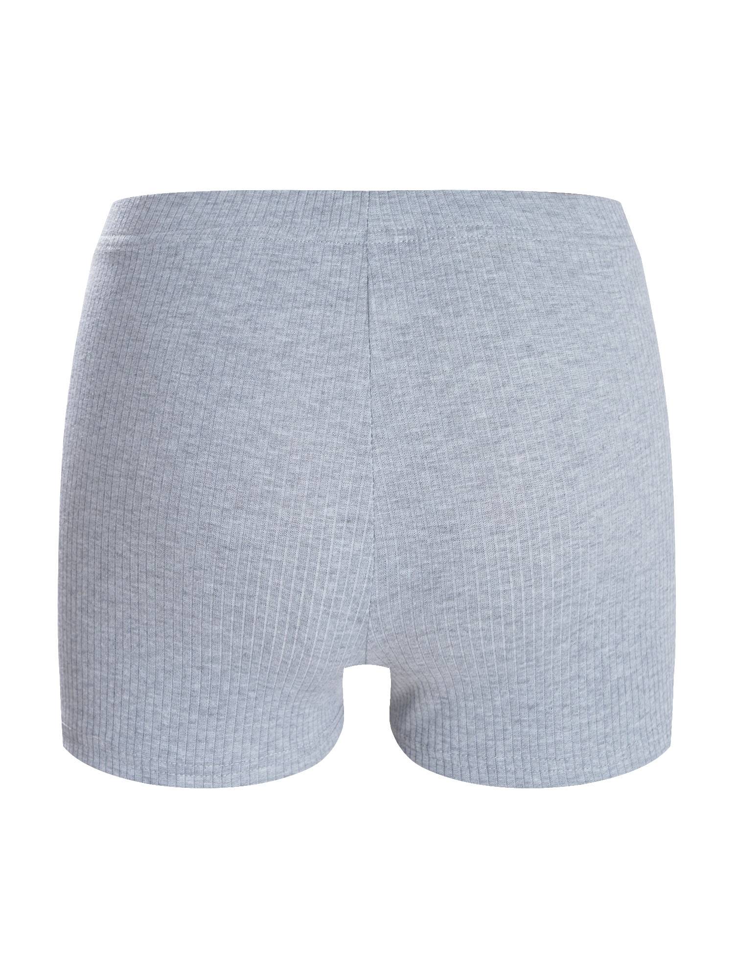 Women High Waist Ribbed Knitted Sports Shorts