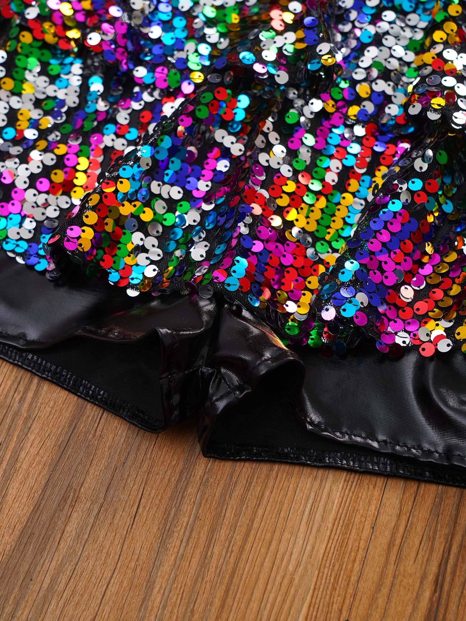 Kids Girls Backless Sequins Ballet Dance Unitard Jazz Costumes