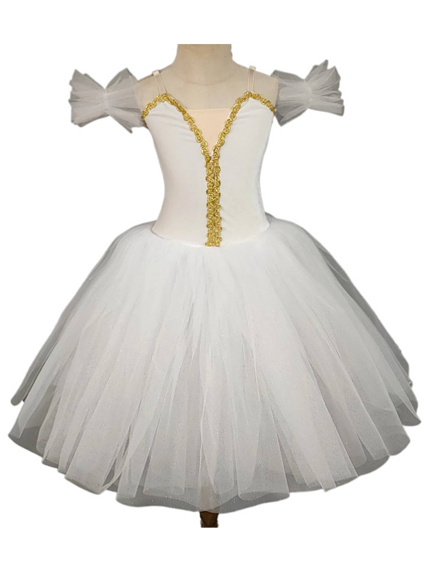 Kids Girls Off the Shoulder Velvet Tutu Dress with Tulle Wristbands