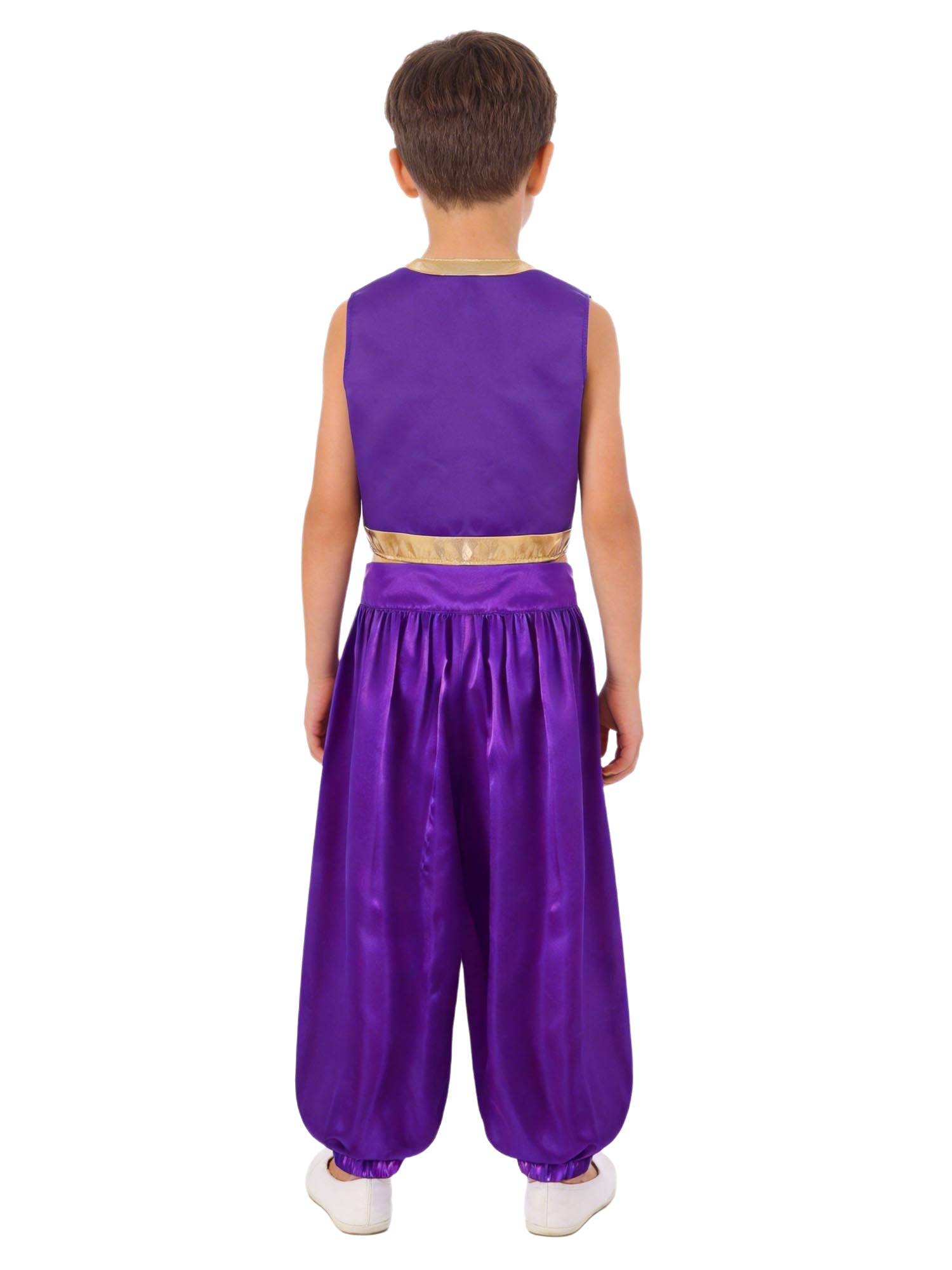 Kids Arabian Costume Set 2pcs Loose Vest with Satin Bloomers for Halloween