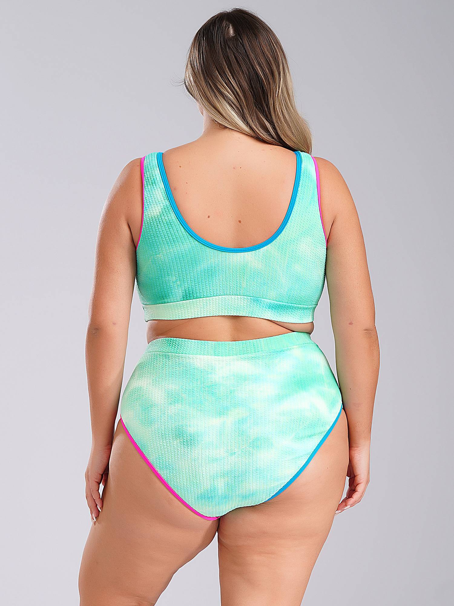 Women Two Pieces Plus Size Tie-Dye Tankini Set