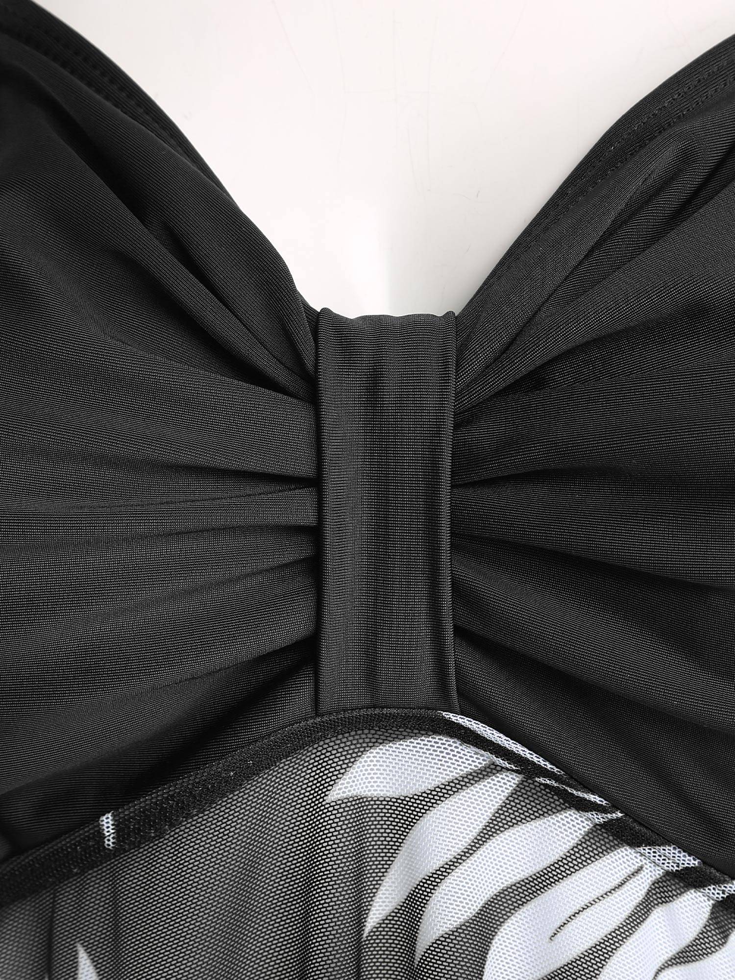 Women 2pcs Plus Size Swimsuit Tropical Print Swim Dress with Shorts Swimming Set