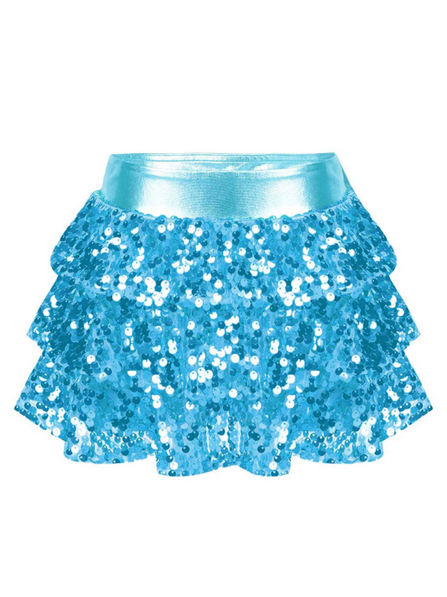 Kids Girls Jazz Dance Costume Sequins Ruffles Cross Back Crop Top with Culottes