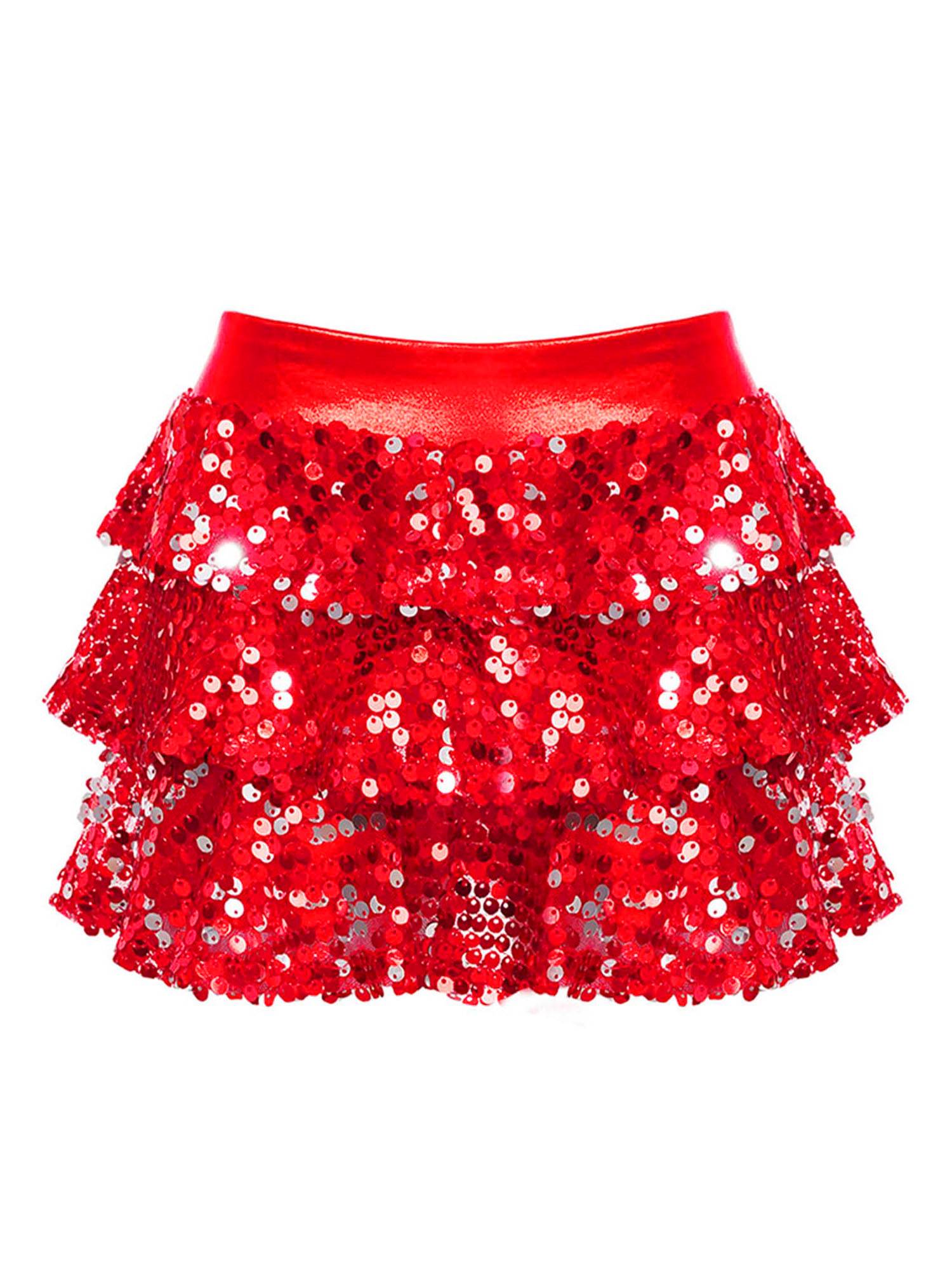 Kids Girls Jazz Dance Costume Sequins Ruffles Cross Back Crop Top with Culottes