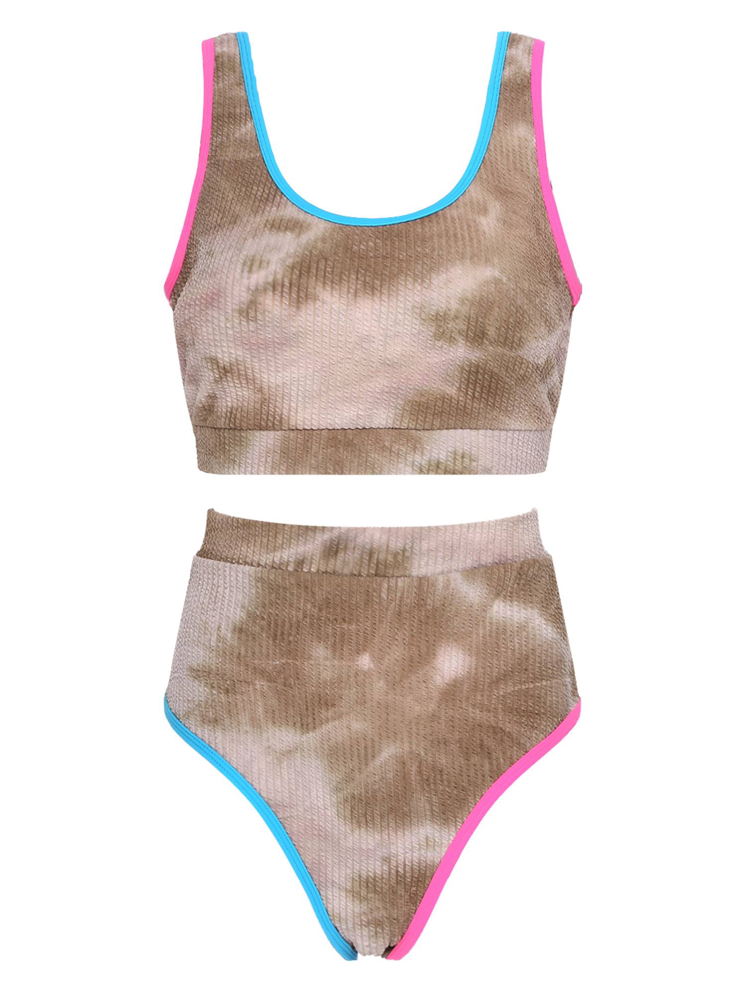 Women Two Pieces Plus Size Tie-Dye Tankini Set