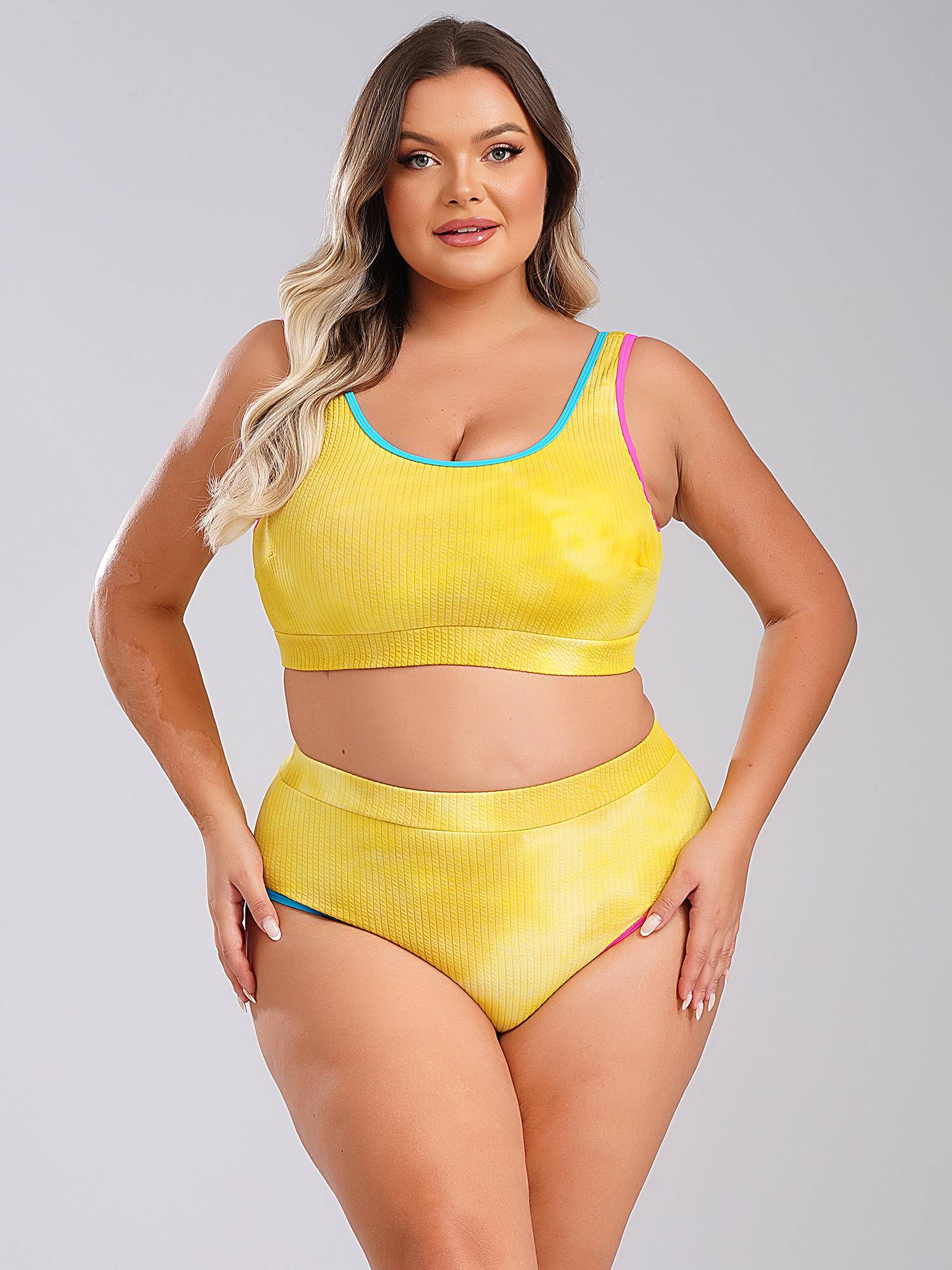 Women Two Pieces Plus Size Tie-Dye Tankini Set