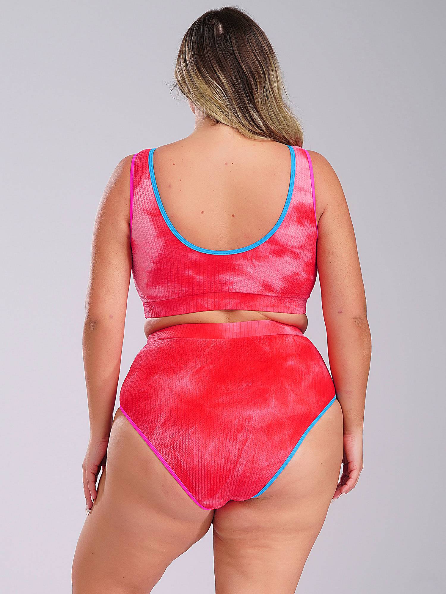 Women Two Pieces Plus Size Tie-Dye Tankini Set