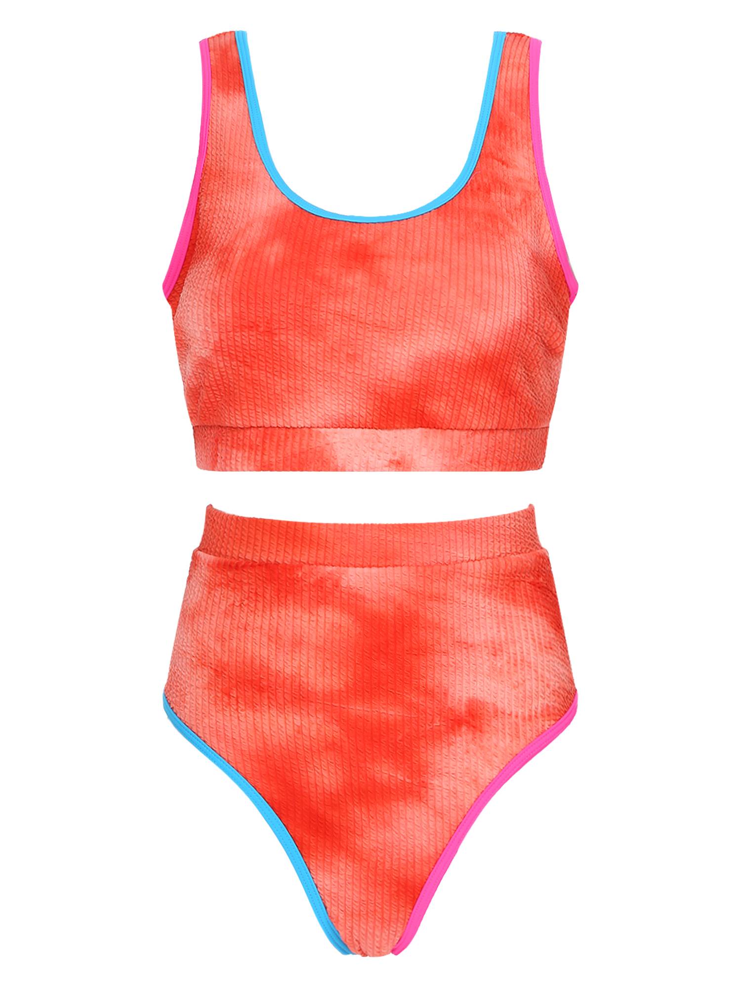 Women Two Pieces Plus Size Tie-Dye Tankini Set