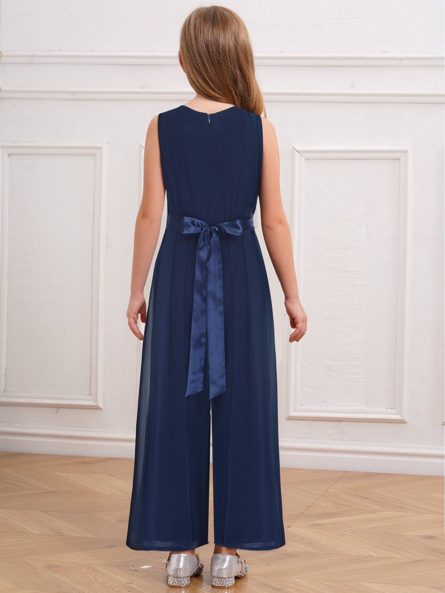 Girls Chiffon Party Jumpsuit Sleeveless High Waist Ruffled Wedding Guest Outfit