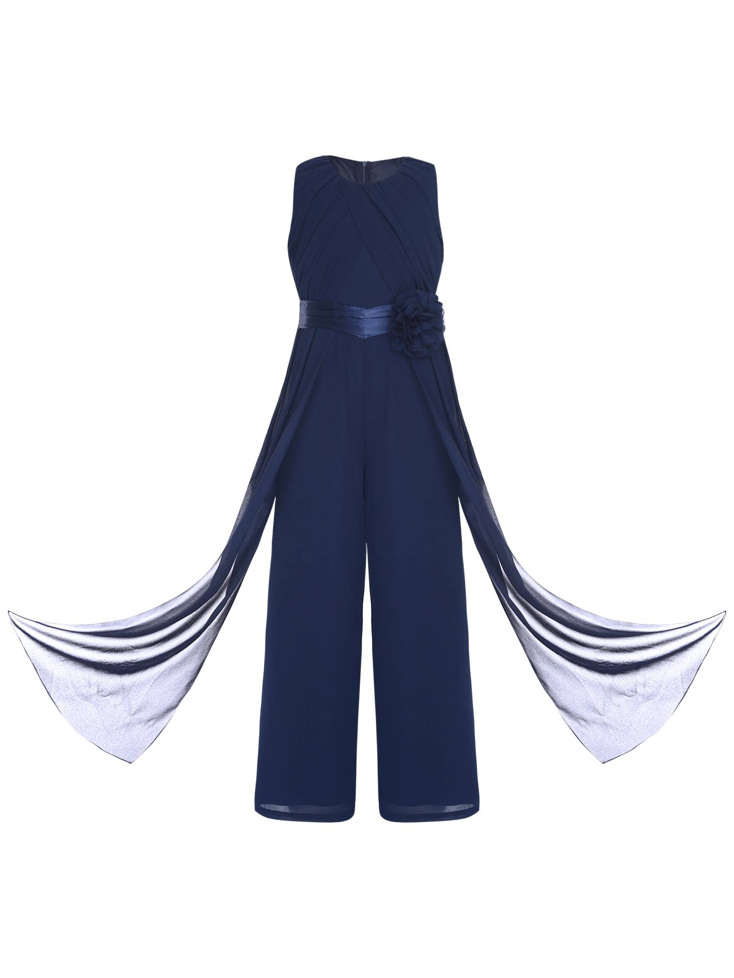 Girls Chiffon Party Jumpsuit Sleeveless High Waist Ruffled Wedding Guest Outfit