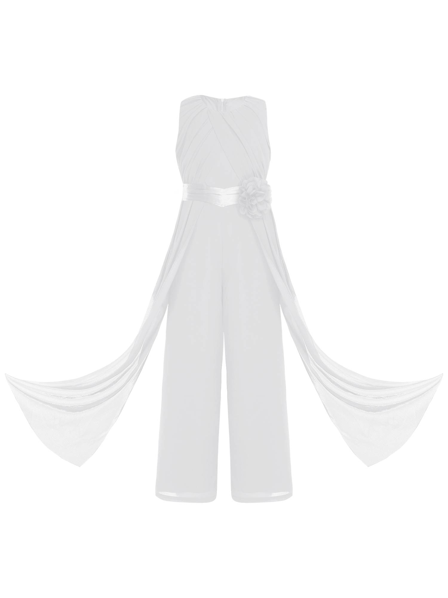Girls Chiffon Party Jumpsuit Sleeveless High Waist Ruffled Wedding Guest Outfit