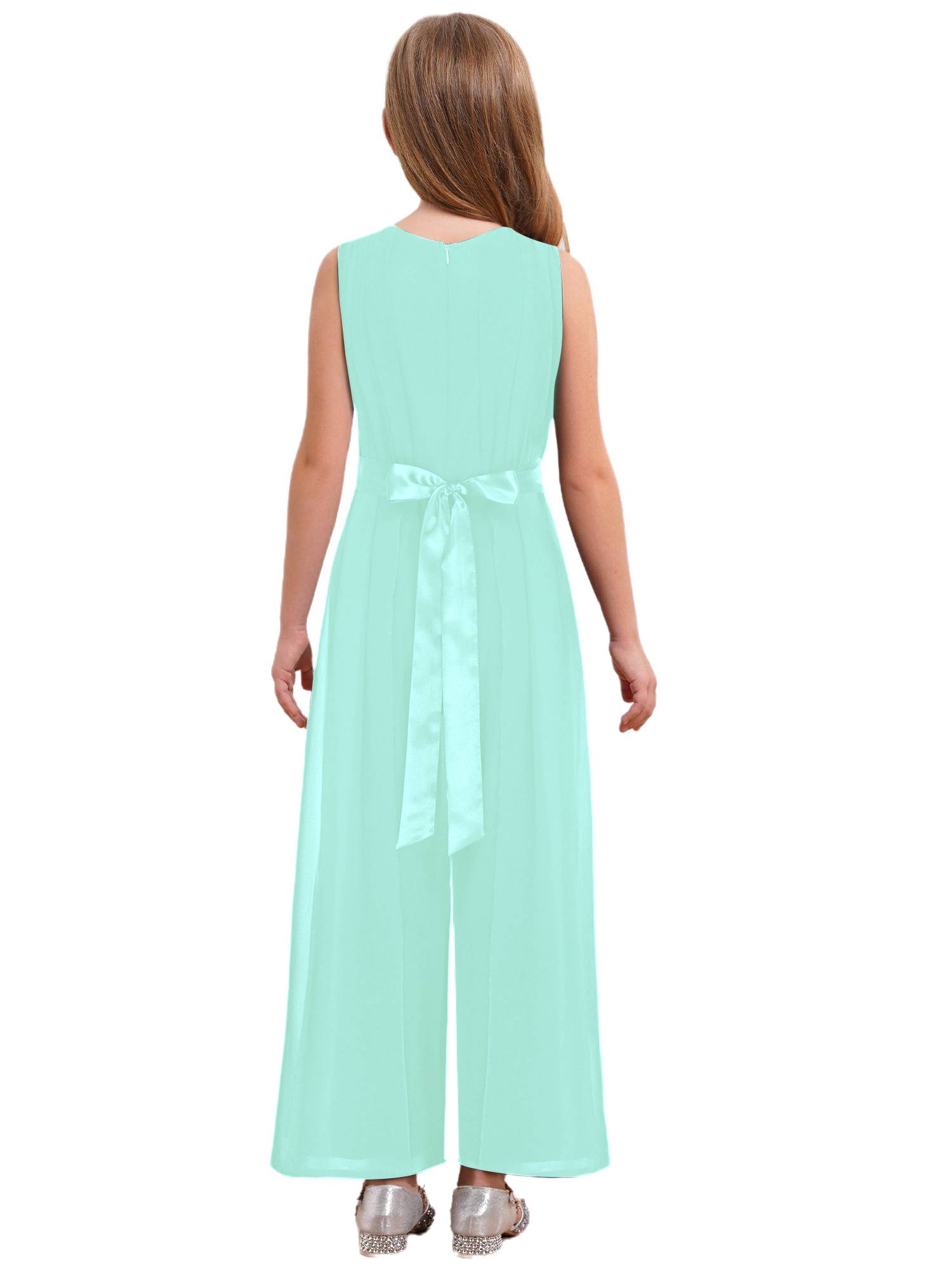 Girls Chiffon Party Jumpsuit Sleeveless High Waist Ruffled Wedding Guest Outfit