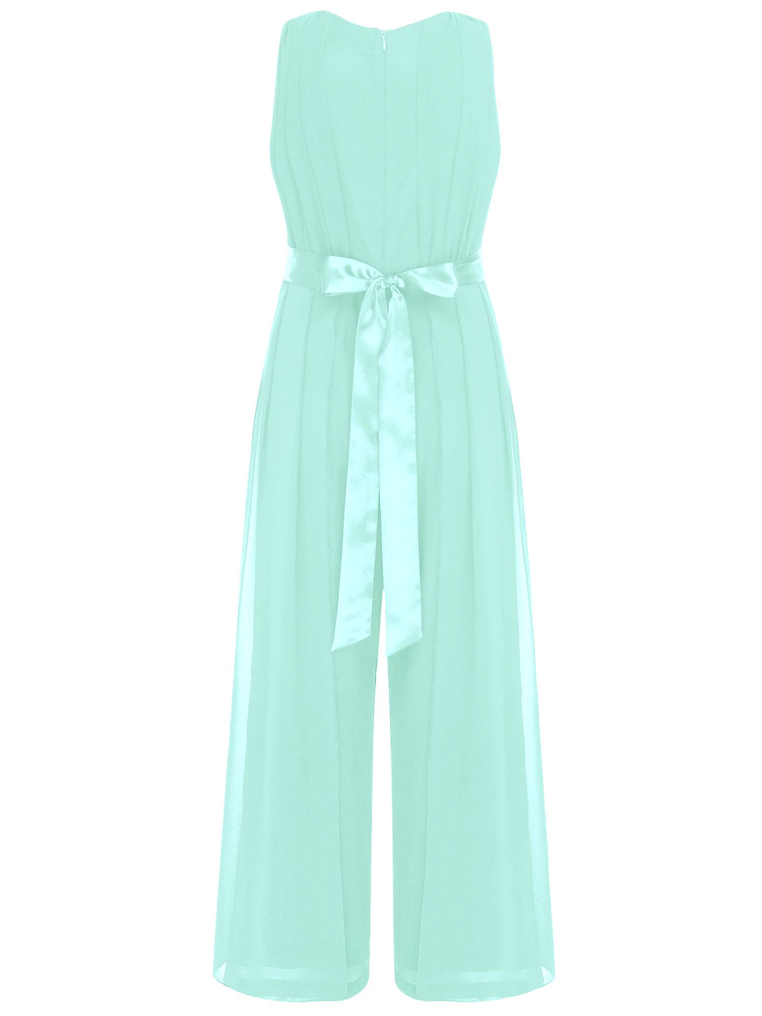 Girls Chiffon Party Jumpsuit Sleeveless High Waist Ruffled Wedding Guest Outfit