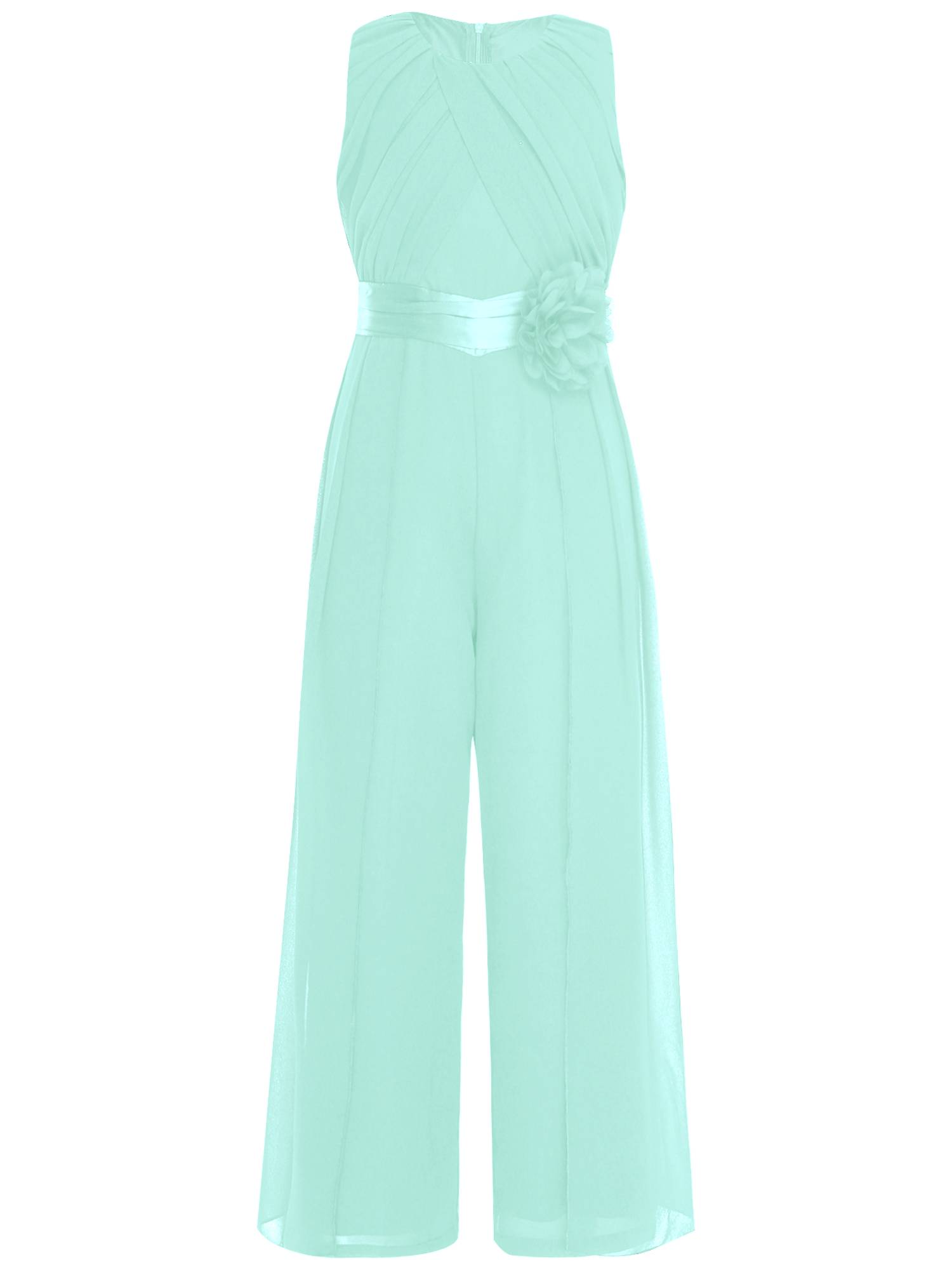 Girls Chiffon Party Jumpsuit Sleeveless High Waist Ruffled Wedding Guest Outfit