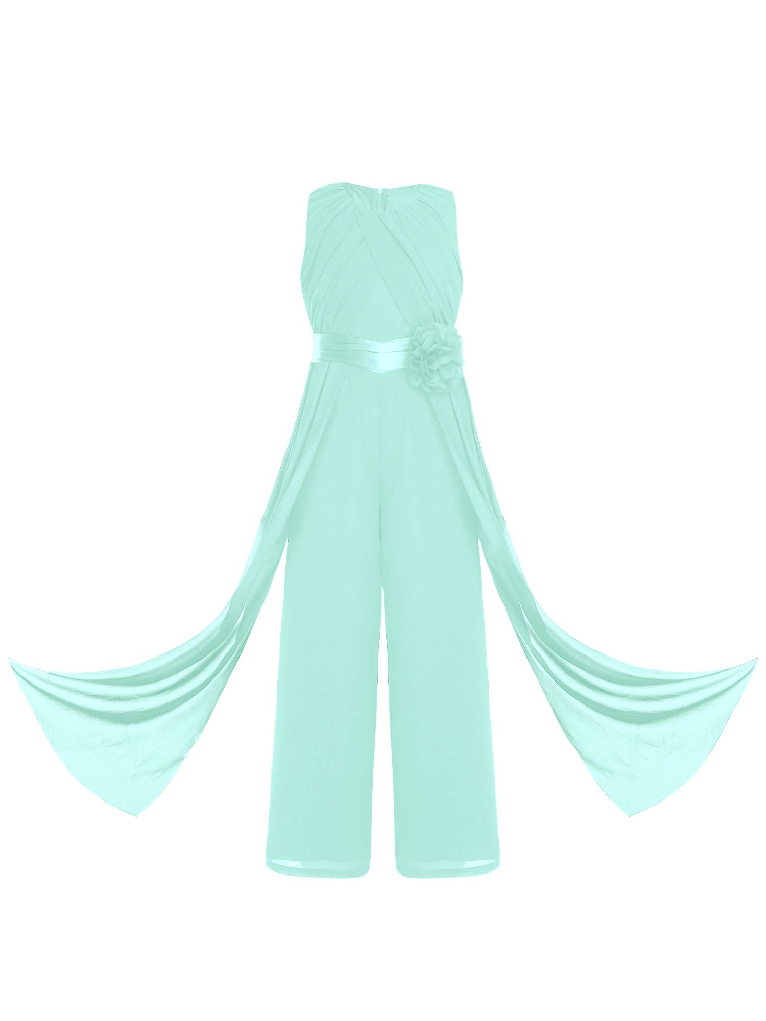 Girls Chiffon Party Jumpsuit Sleeveless High Waist Ruffled Wedding Guest Outfit