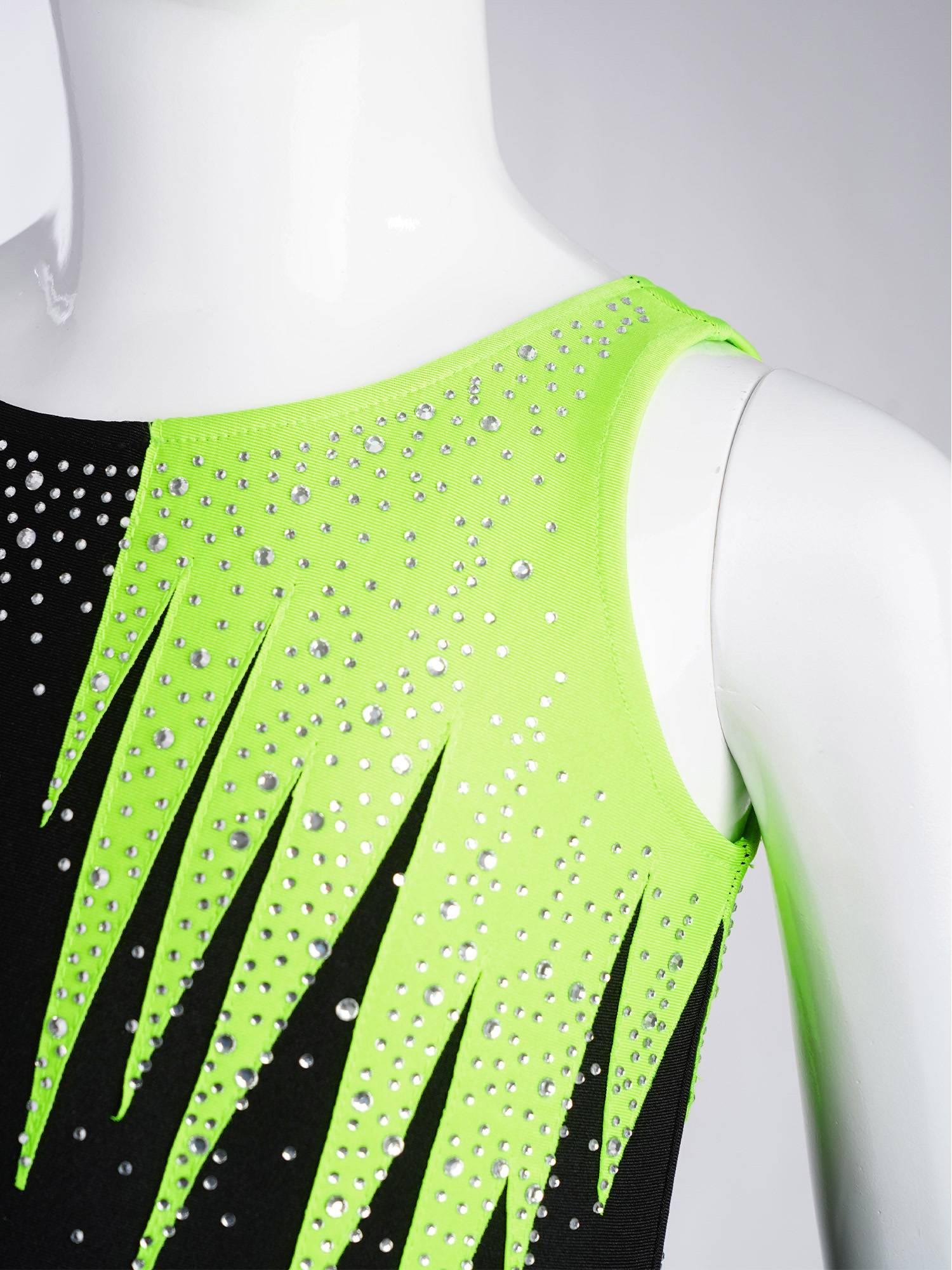 Girls Sleeveless Rhythmic Gymnastics Leotard Rhinestones Ice Skating Dress