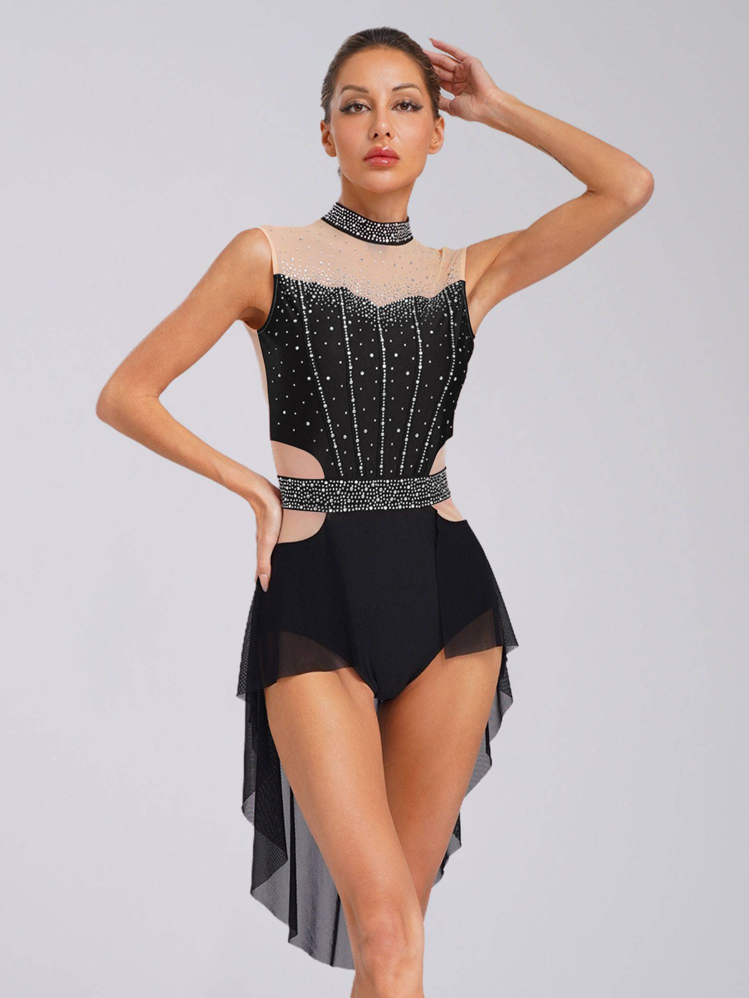 Women Lyrical Dance Dress Neck Sleeveless Backless