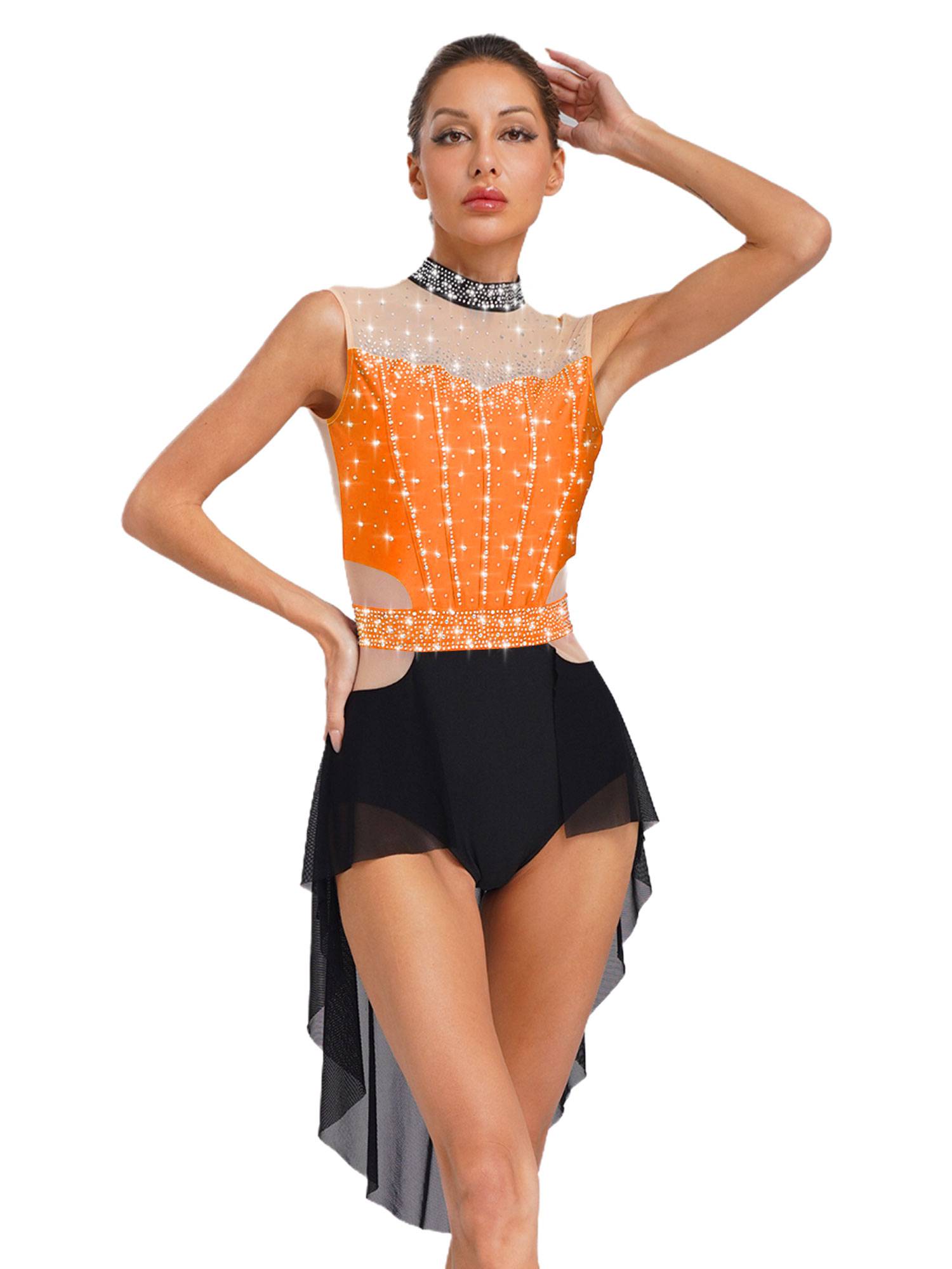 Women Lyrical Dance Dress Neck Sleeveless Backless