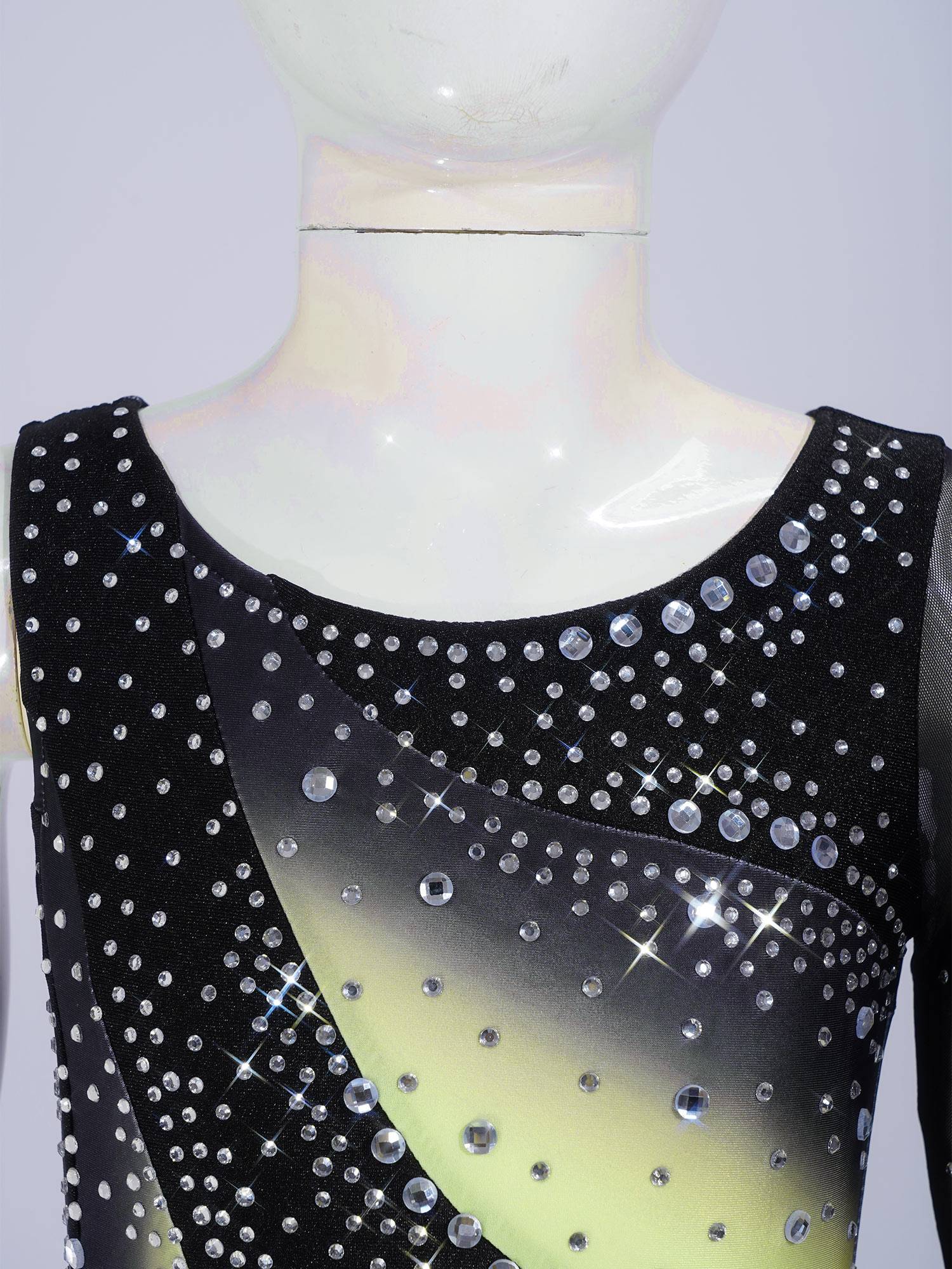 Girls Figure ice Skating Dress One Long Sleeve Asymmetrical Lyrical Dance Dress