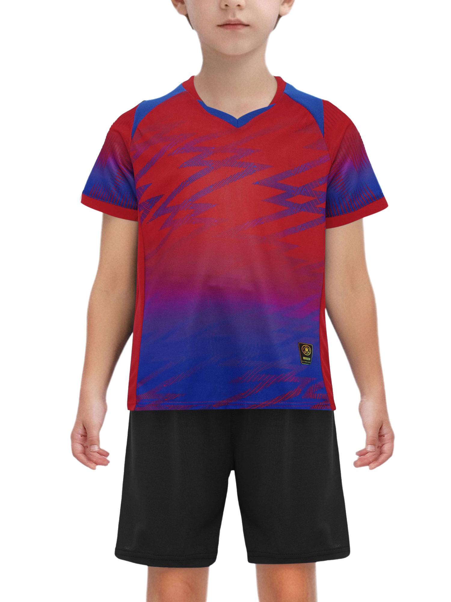 Boys 2-Piece Soccer Training Kit T-Shirt with Shorts for Practice & Play