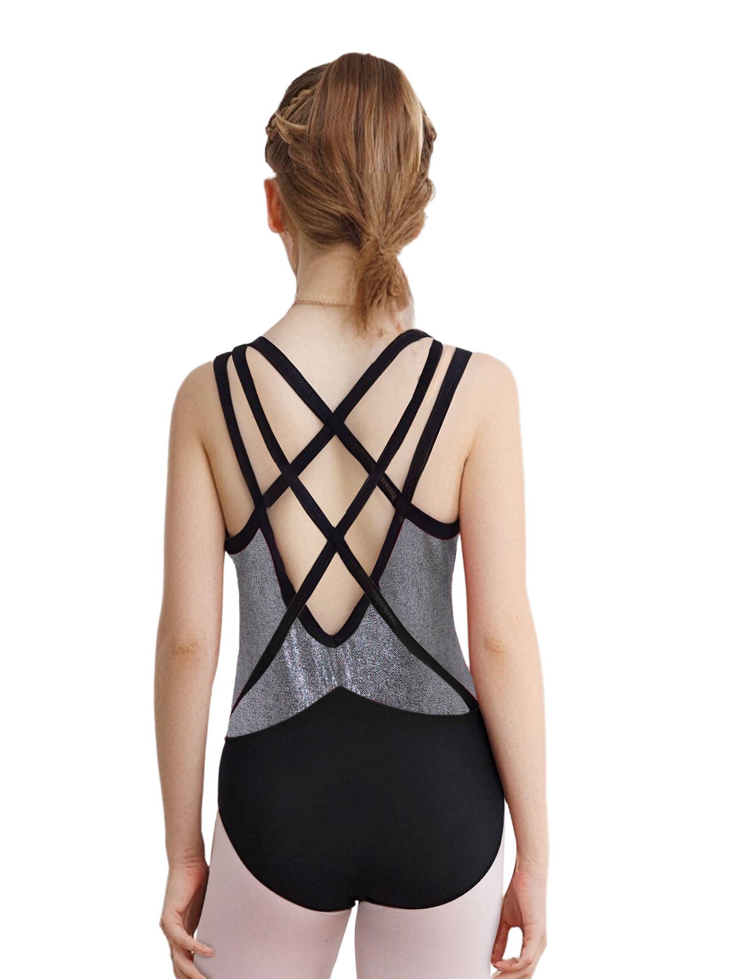 3Pcs Girls Gymnastics Leotard Set Rhinestone Bodysuit Performance Costume