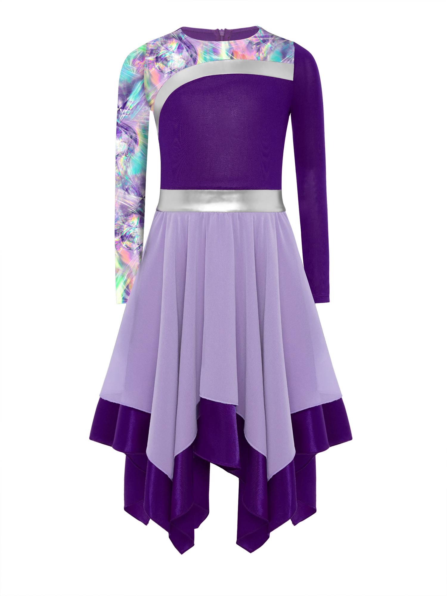 Girls Long Sleeve Printed Liturgical Praise Dance Dress Choir Tunic Robe