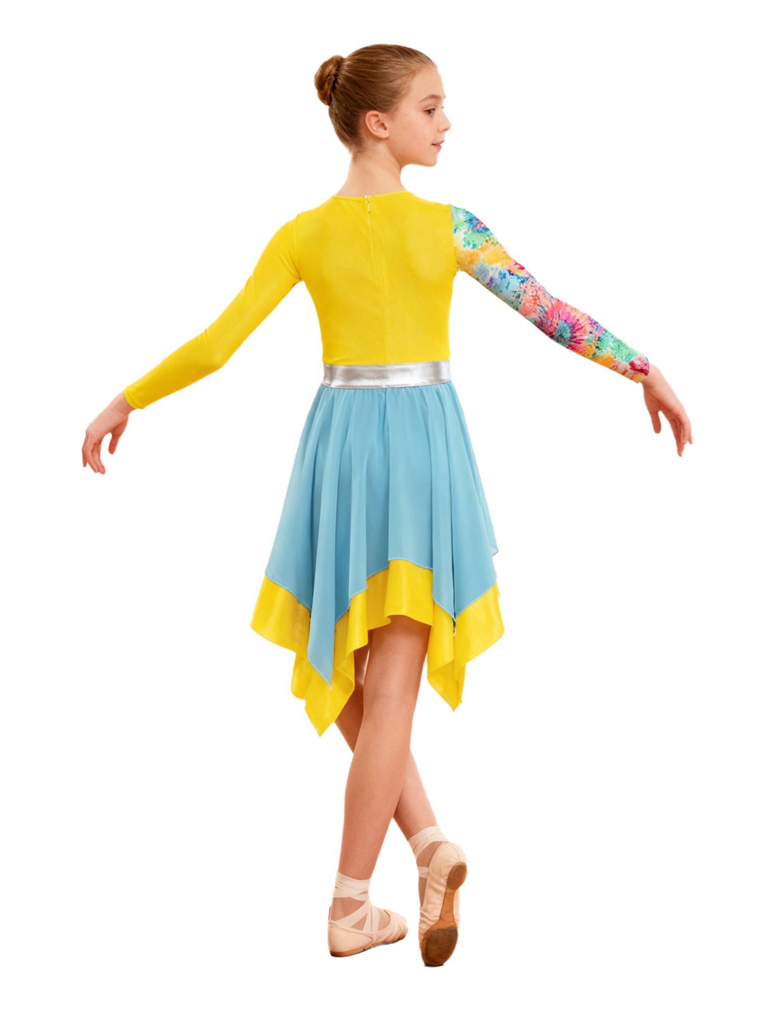 Girls Long Sleeve Printed Liturgical Praise Dance Dress Choir Tunic Robe
