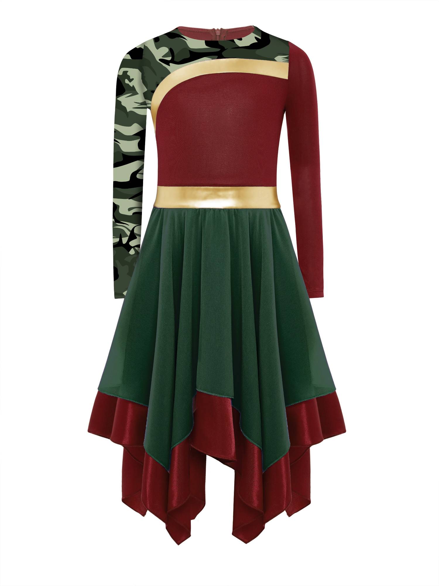 Girls Long Sleeve Printed Liturgical Praise Dance Dress Choir Tunic Robe