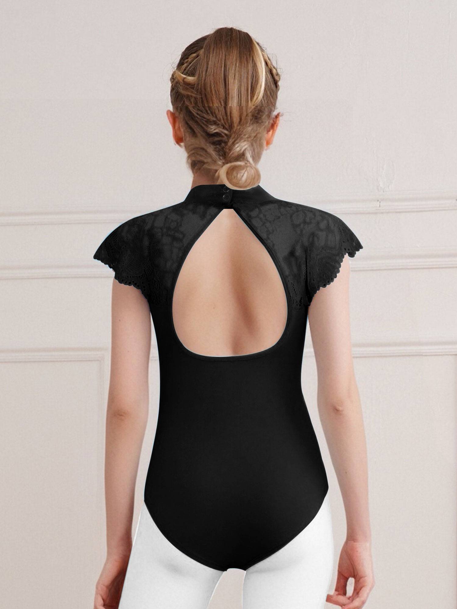 Girls Floral Lace Cap Sleeve Ballet Leotard for RAD Exams, Practice & Recitals