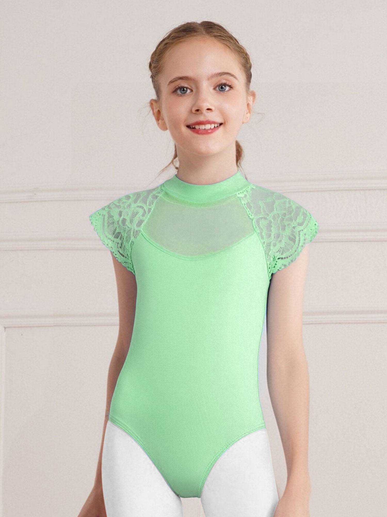 Girls Floral Lace Cap Sleeve Ballet Leotard for RAD Exams, Practice & Recitals