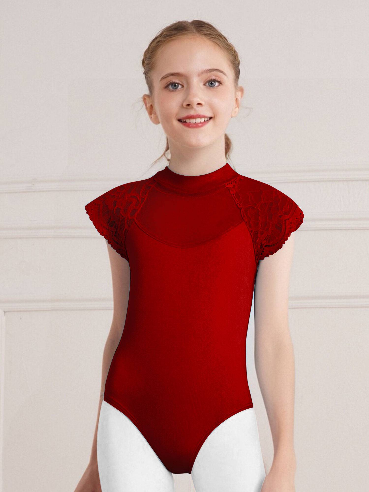 Girls Floral Lace Cap Sleeve Ballet Leotard for RAD Exams, Practice & Recitals