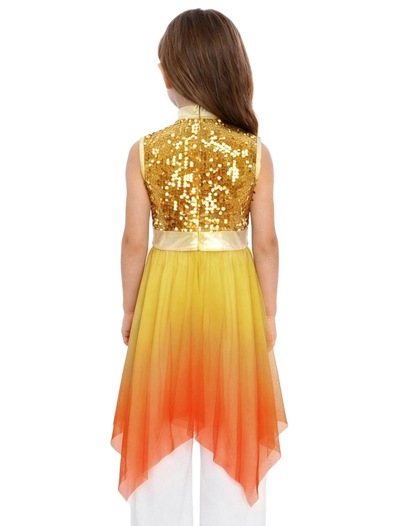 Girls Sequin Gradient Liturgical Worship Dance Dress Choir Robe Tunic