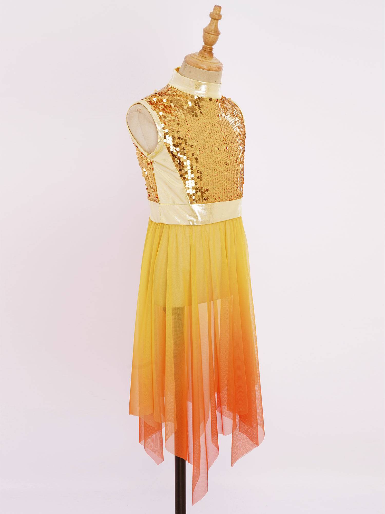 Girls Sequin Gradient Liturgical Worship Dance Dress Choir Robe Tunic