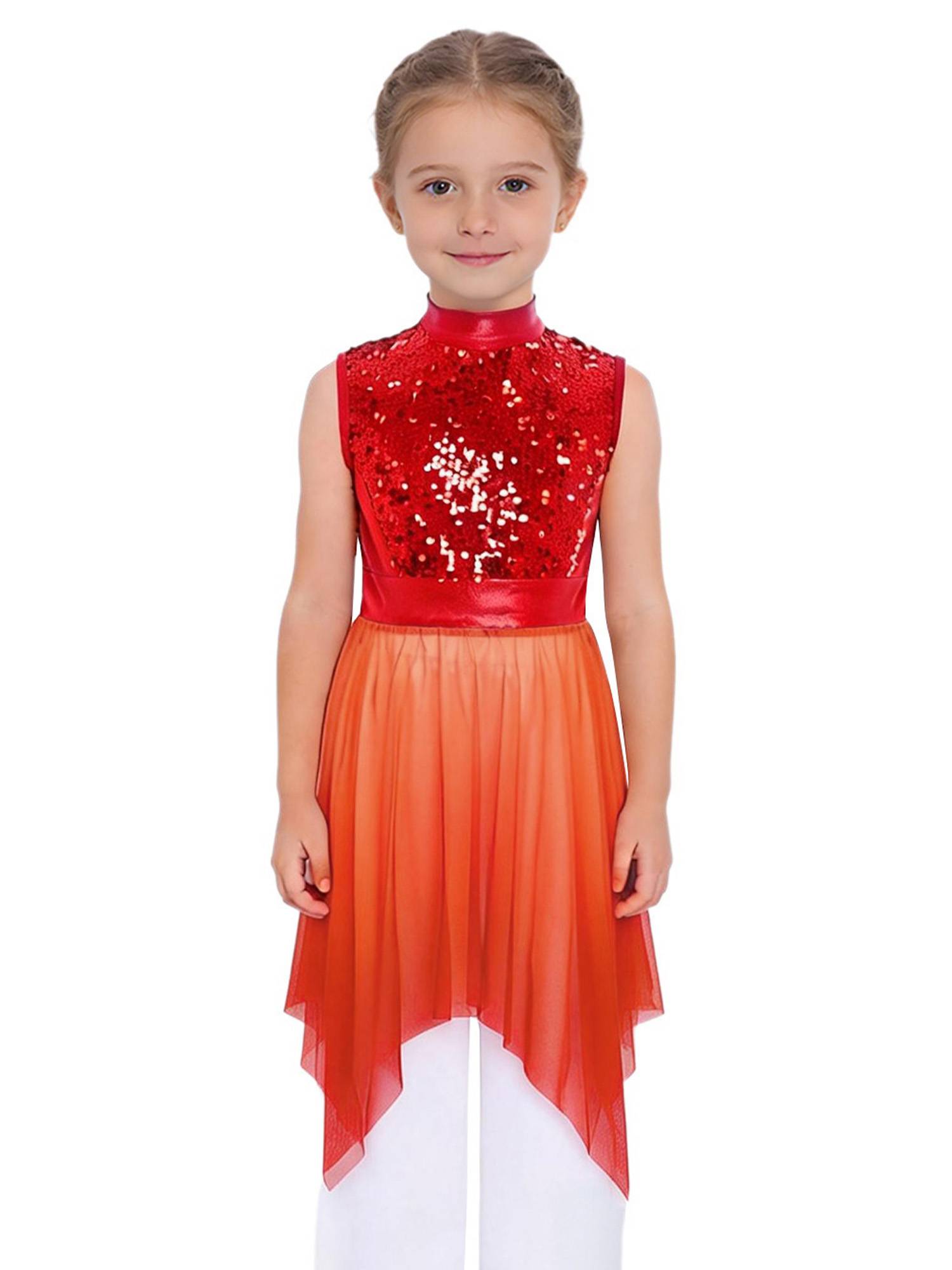 Girls Sequin Gradient Liturgical Worship Dance Dress Choir Robe Tunic
