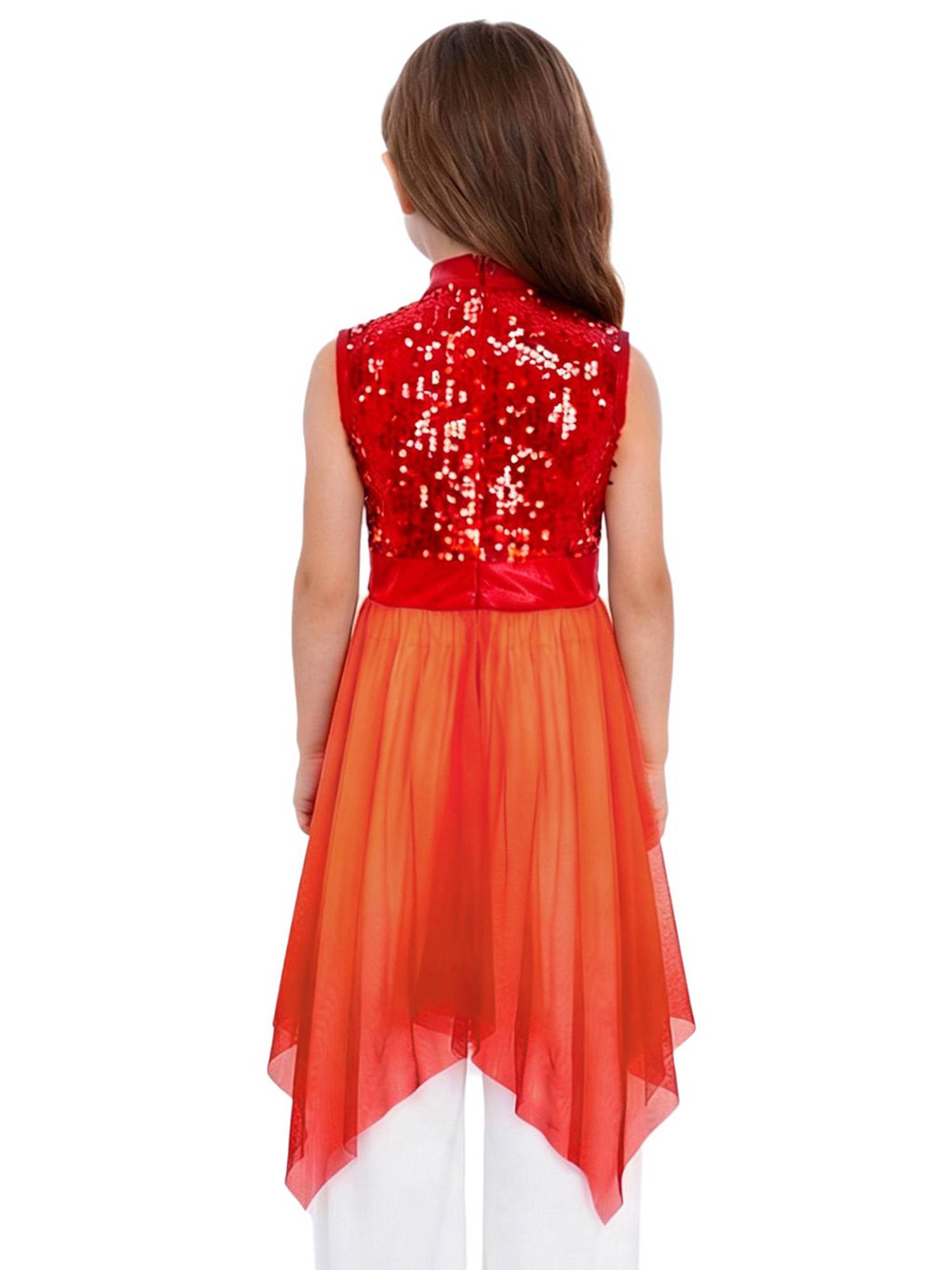 Girls Sequin Gradient Liturgical Worship Dance Dress Choir Robe Tunic