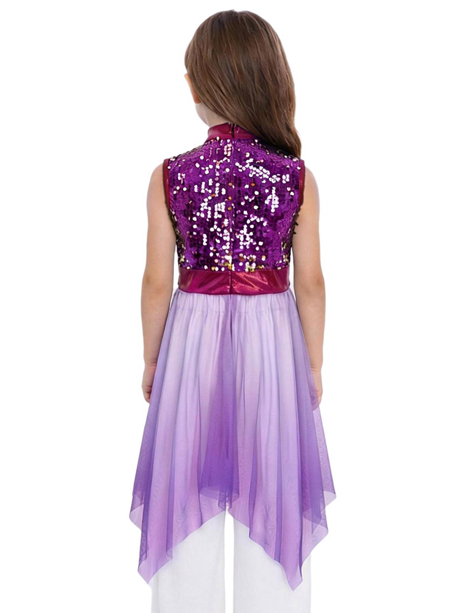 Girls Sequin Gradient Liturgical Worship Dance Dress Choir Robe Tunic