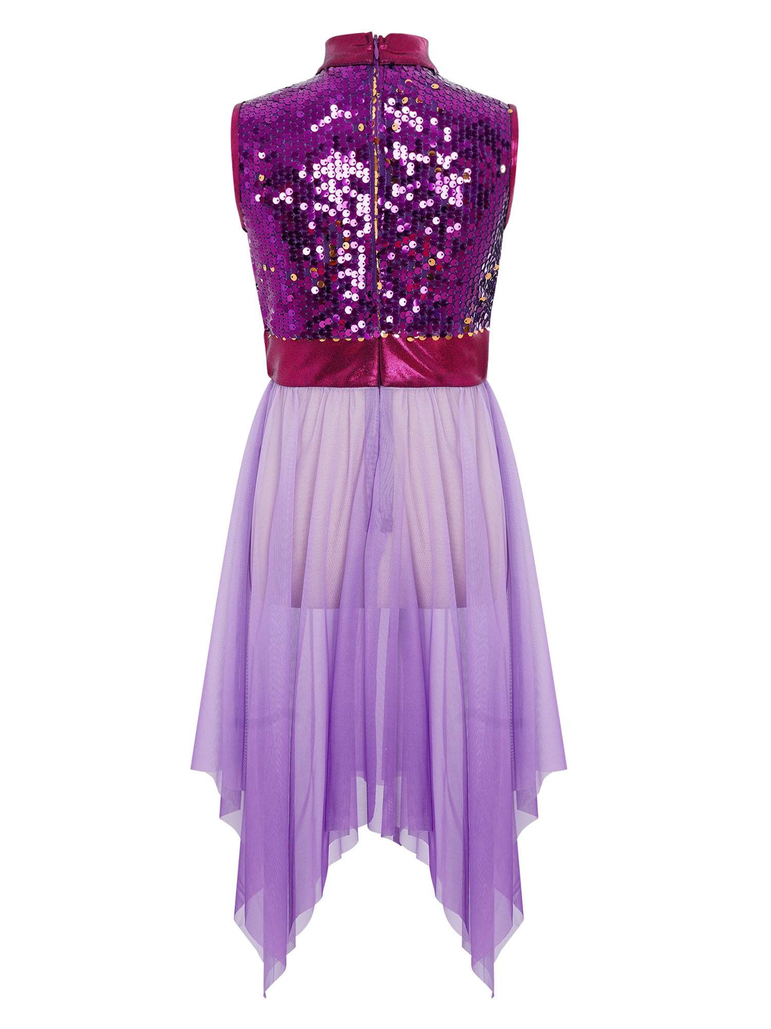 Girls Sequin Gradient Liturgical Worship Dance Dress Choir Robe Tunic