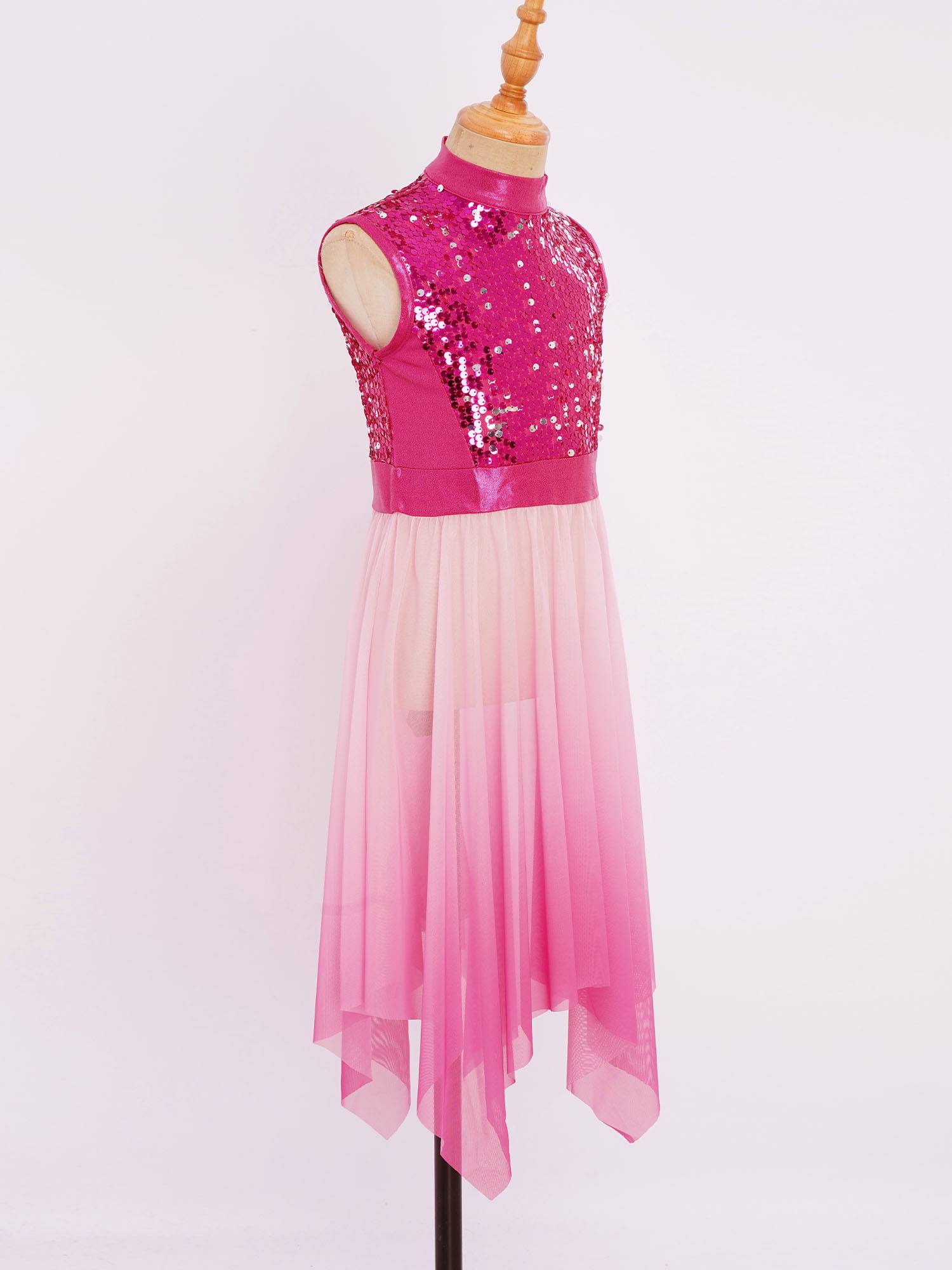 Girls Sequin Gradient Liturgical Worship Dance Dress Choir Robe Tunic