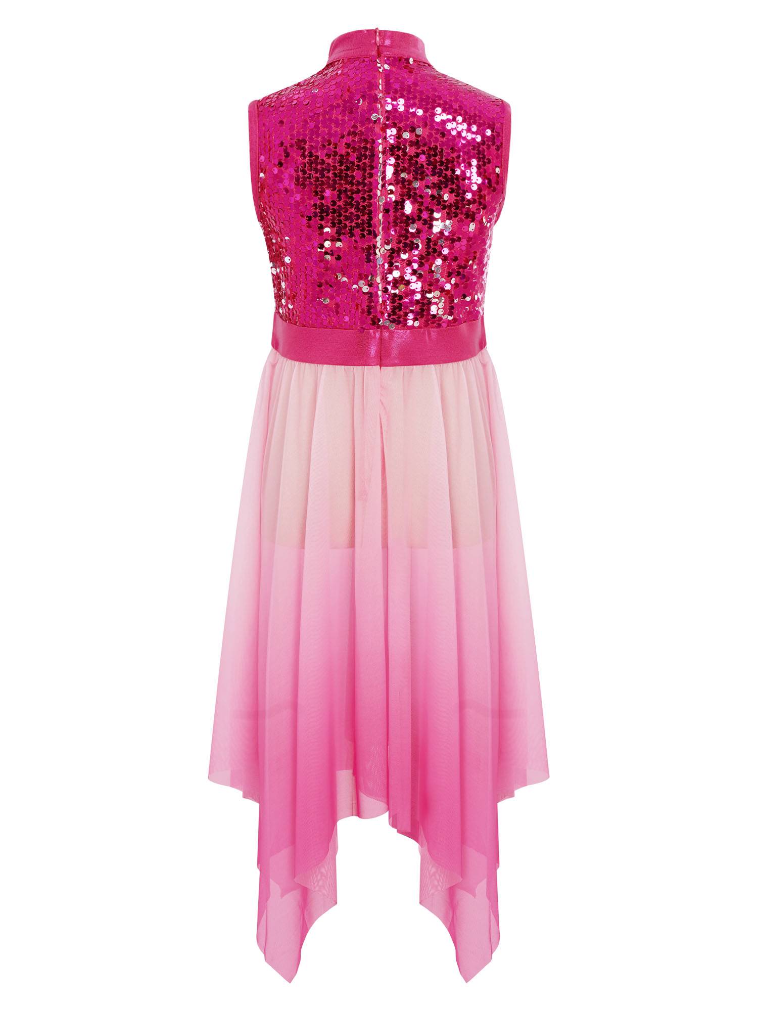 Girls Sequin Gradient Liturgical Worship Dance Dress Choir Robe Tunic