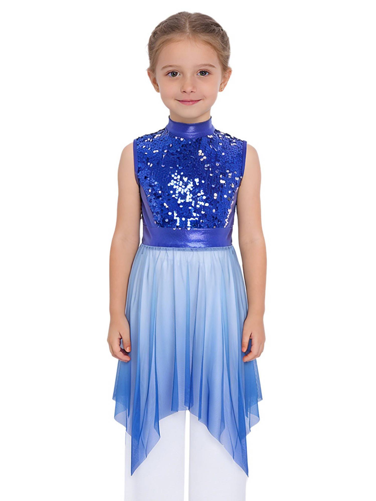 Girls Sequin Gradient Liturgical Worship Dance Dress Choir Robe Tunic